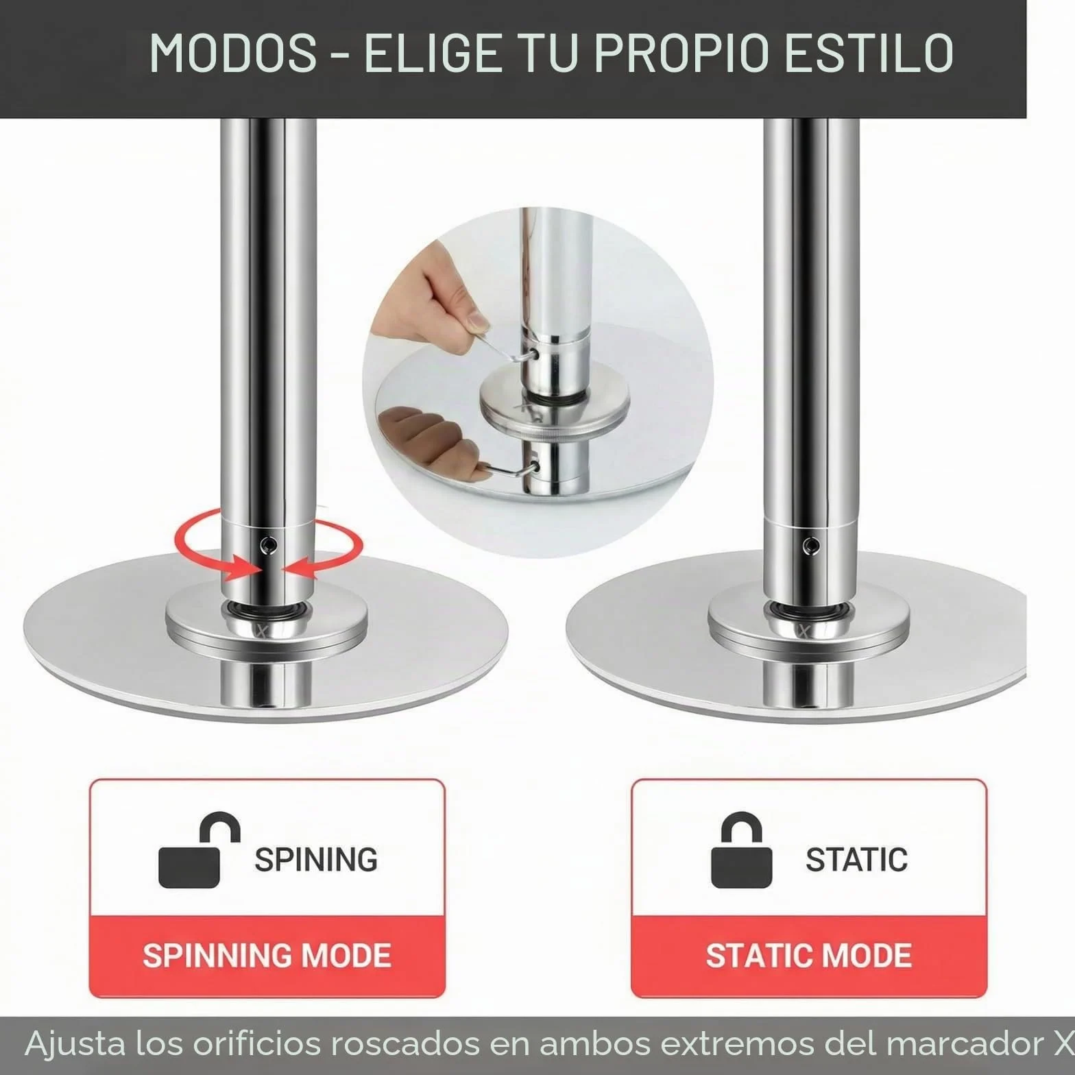 TLGREEN Barra de Baile Profesional Estática y Giratoria 45 mm Altura Ajustable 2,35-2,74 m