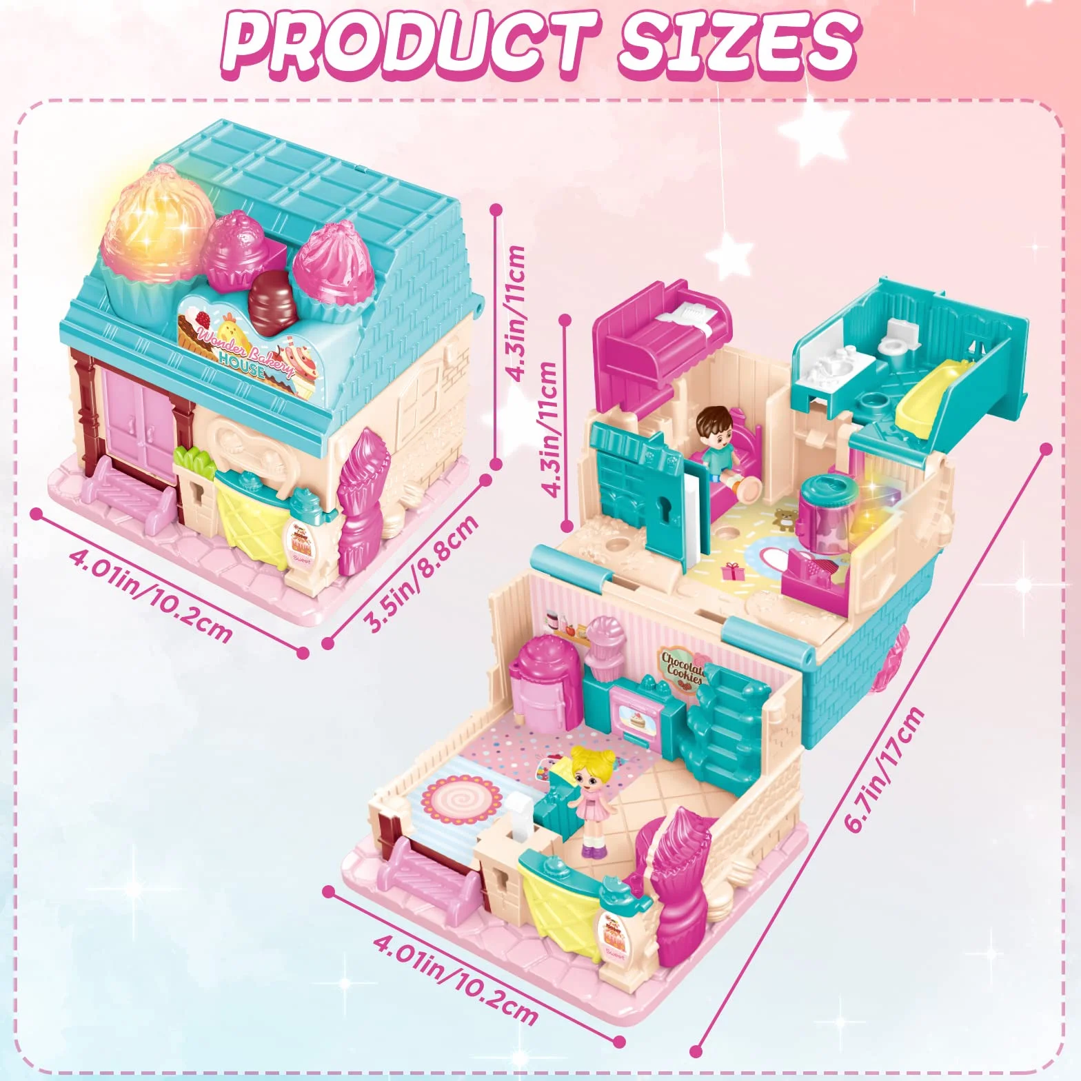 deAO 3D Casa de Muñecas, Dollhouse Panadería City Life Miniatura DIY Modelo Kit muñeca Niña 2 3 4 Años Adultos, Casita de Muñecas Amantes, Regalo de Cumpleaños