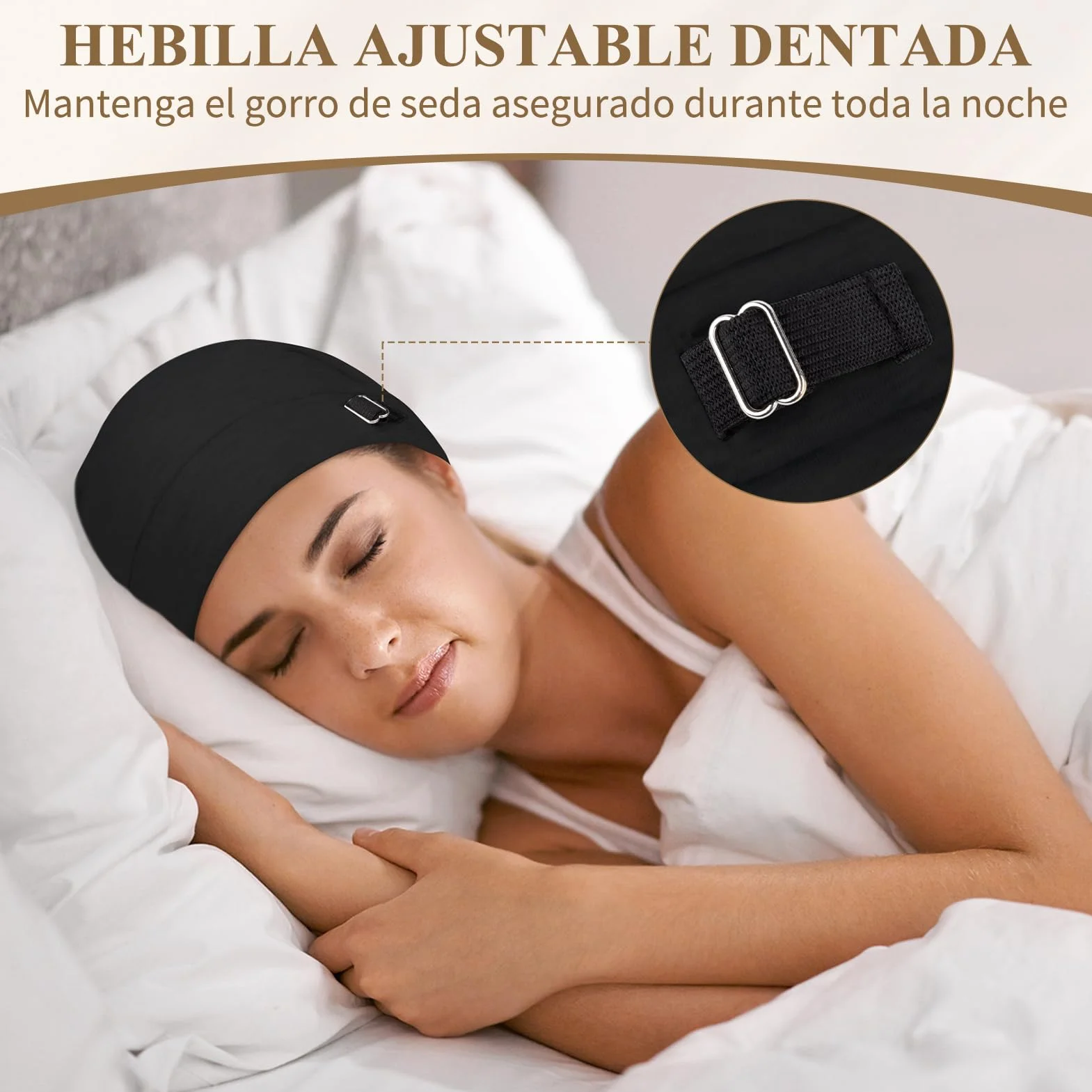 Gorro Satén para Dormir con Forro de Satén Ajustable Unisex Slouch Beanie Suave