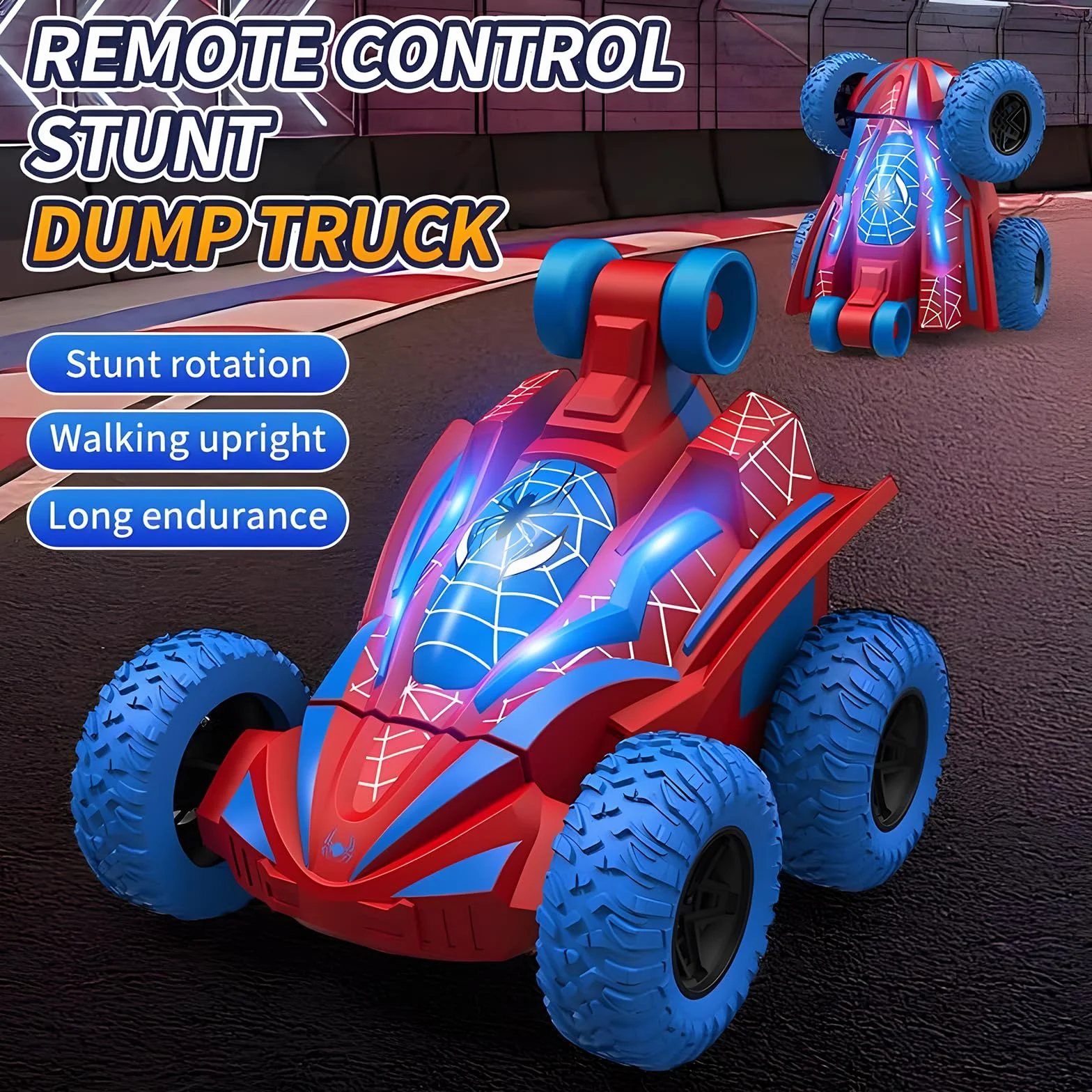 Coche Teledirigido Niños 3 4 5 6 7 8 Años, Monster Truck Carro Telecomandado Criança con Luces, Spider Coche RC Radiocontrol 360 Grados de Rotación Remote Control Car Regalo Cumpleaños Navidad