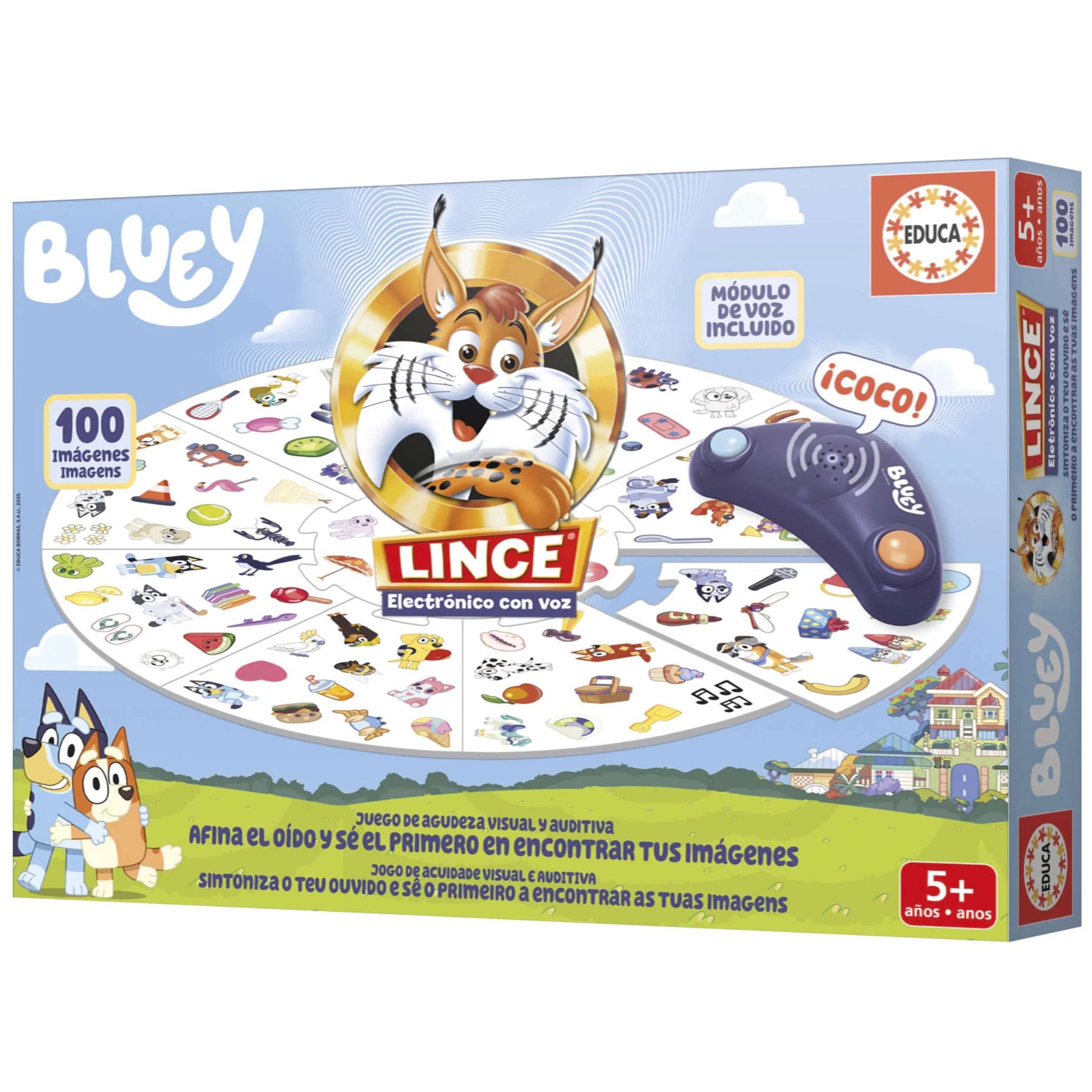Educa - Lince Bluey Juego de Mesa Infantil | Lince Electrónico Original | Juego Rápido de Observación y Agudeza Visual | Diversión en Familia | Regalo para Niños a Partir de 5 años (20359)