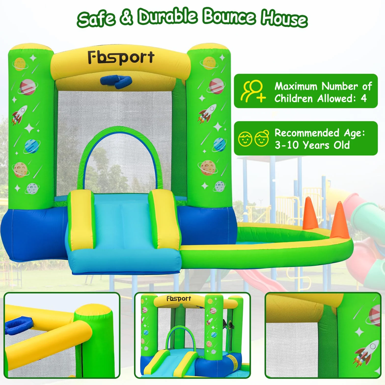 castillo hinchable para niños castillo hinchable acuatico de agua con Ventilador tobogán seco y de Agua, Adecuado para niños, Castillo Children's Bouncy para Uso Interior o Exterior 285 x 254 x 165 cm