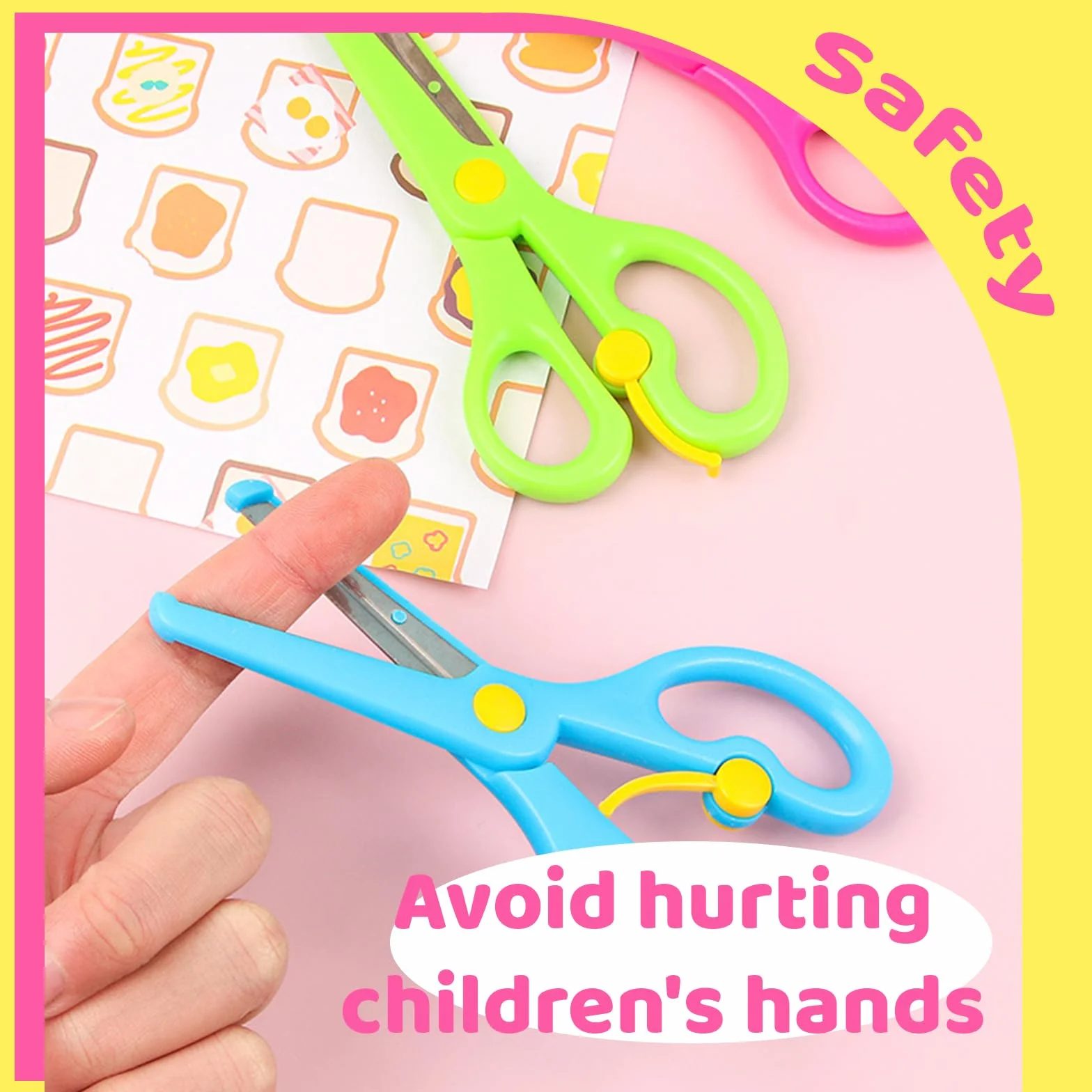 3 pcs Tijeras de Manualidades, tijeras, Tijeras para Preescolar, Tijeras para Principiantes,Tijeras para Manualidades, tijeras de seguridad, tijeras escolares, Tijeras para cortar papel