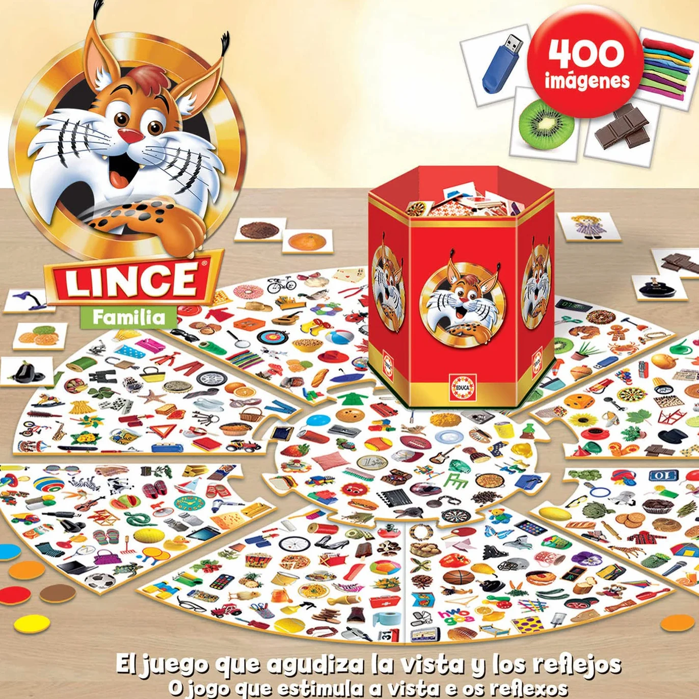 Educa - Lince Familia | Juego de Observación y Memoria con 400 Imágenes | para Toda la Familia | Juego Educativo de Agilidad Visual y Concentración | Niños 6 Años en Adelante