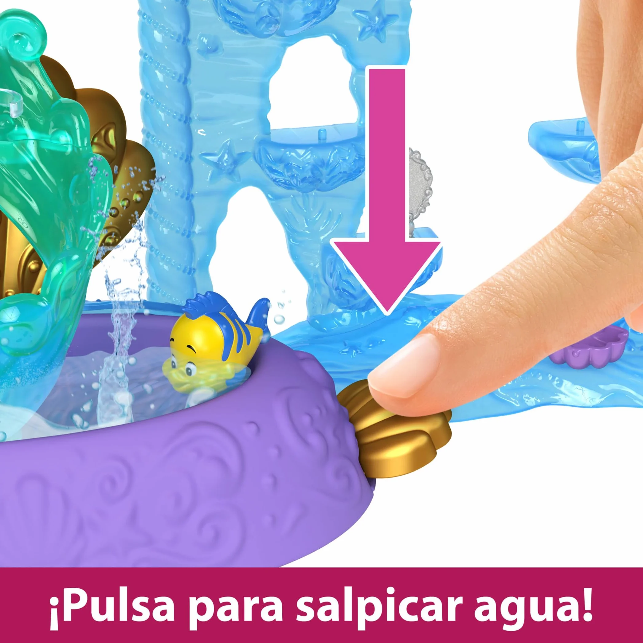 Mattel Disney Princess Minis Castillo de Ariel Casa de muñecas La Sirenita 2 pisos con figura, muebles y accesorios, juguete +3 años (HLW95)