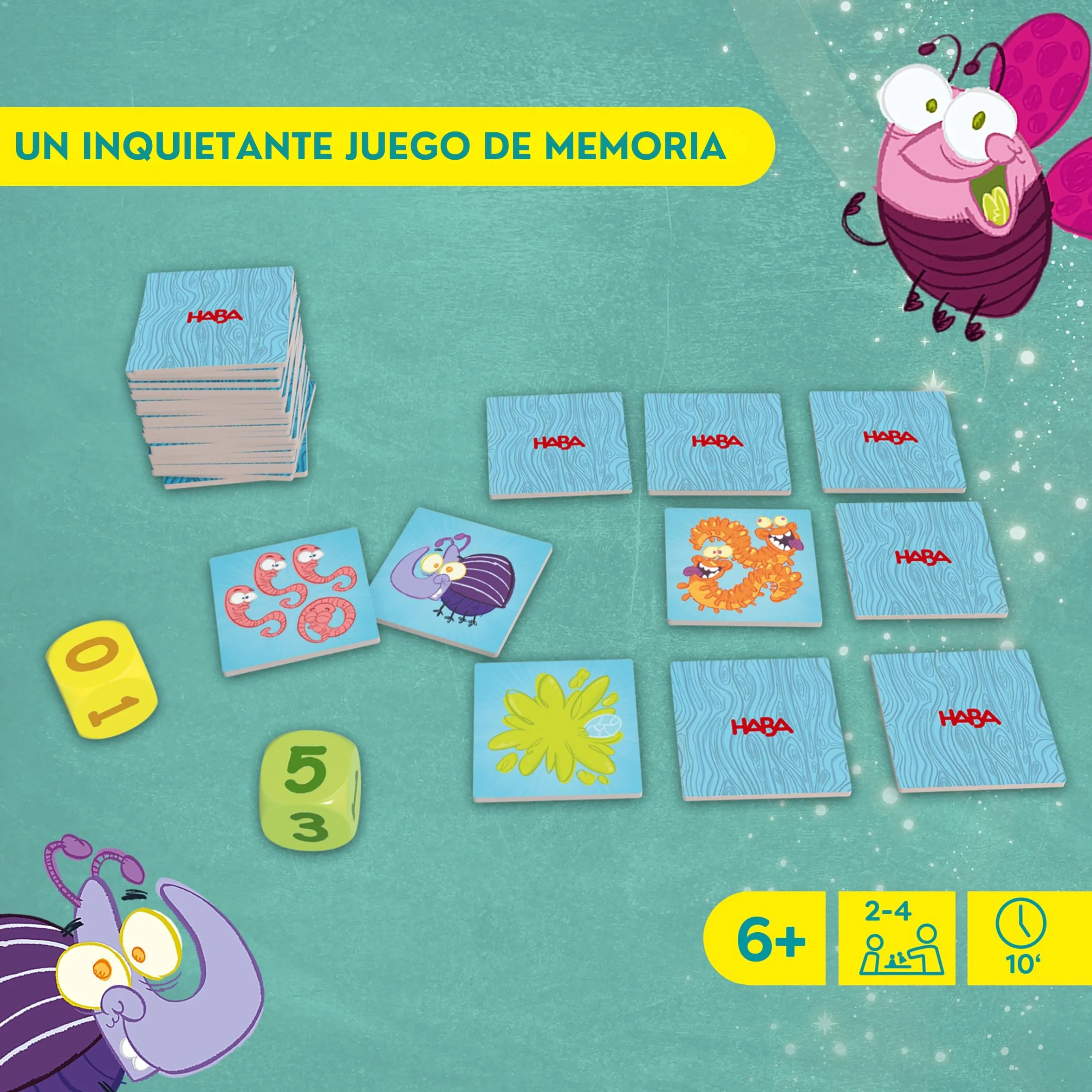 HABA 2013336004 - Bichos, Juego Infantil de Mesa de Memoria y cálculo Mental (Sumas hasta 10). Más 6 años