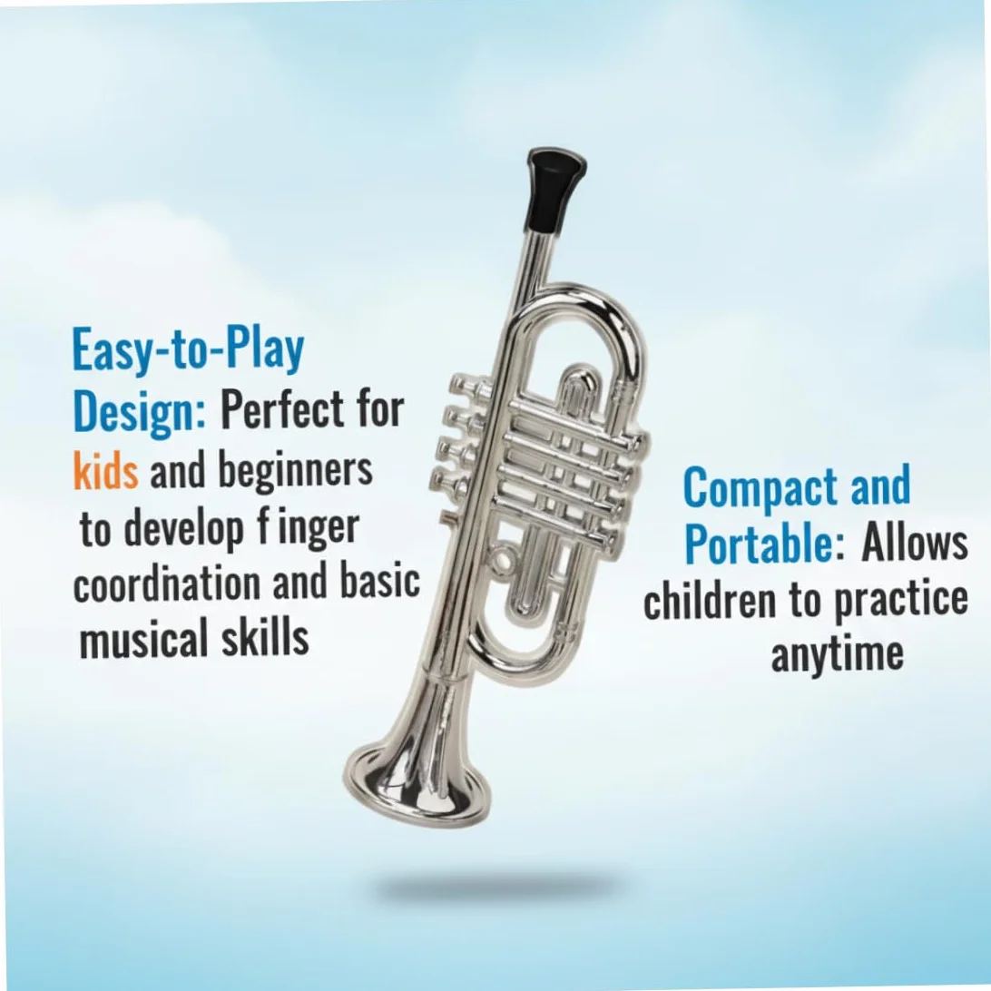 Trompeta de Juguete con 4 Teclas, Trompeta de plástico, Instrumentos Musicales educativos para niñas, niños, Principiantes
