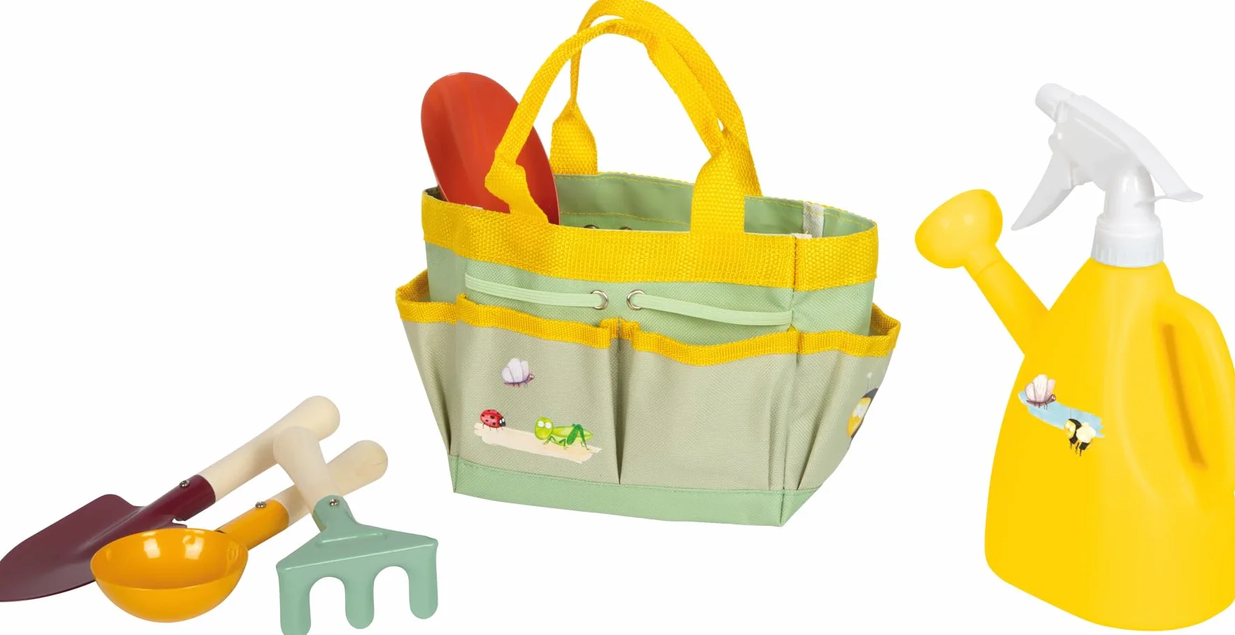 small foot Bolsa Herramientas de jardín Tiny Garden Infantil Madera Metal, a Partir de 3 años, 12664, Multicolor