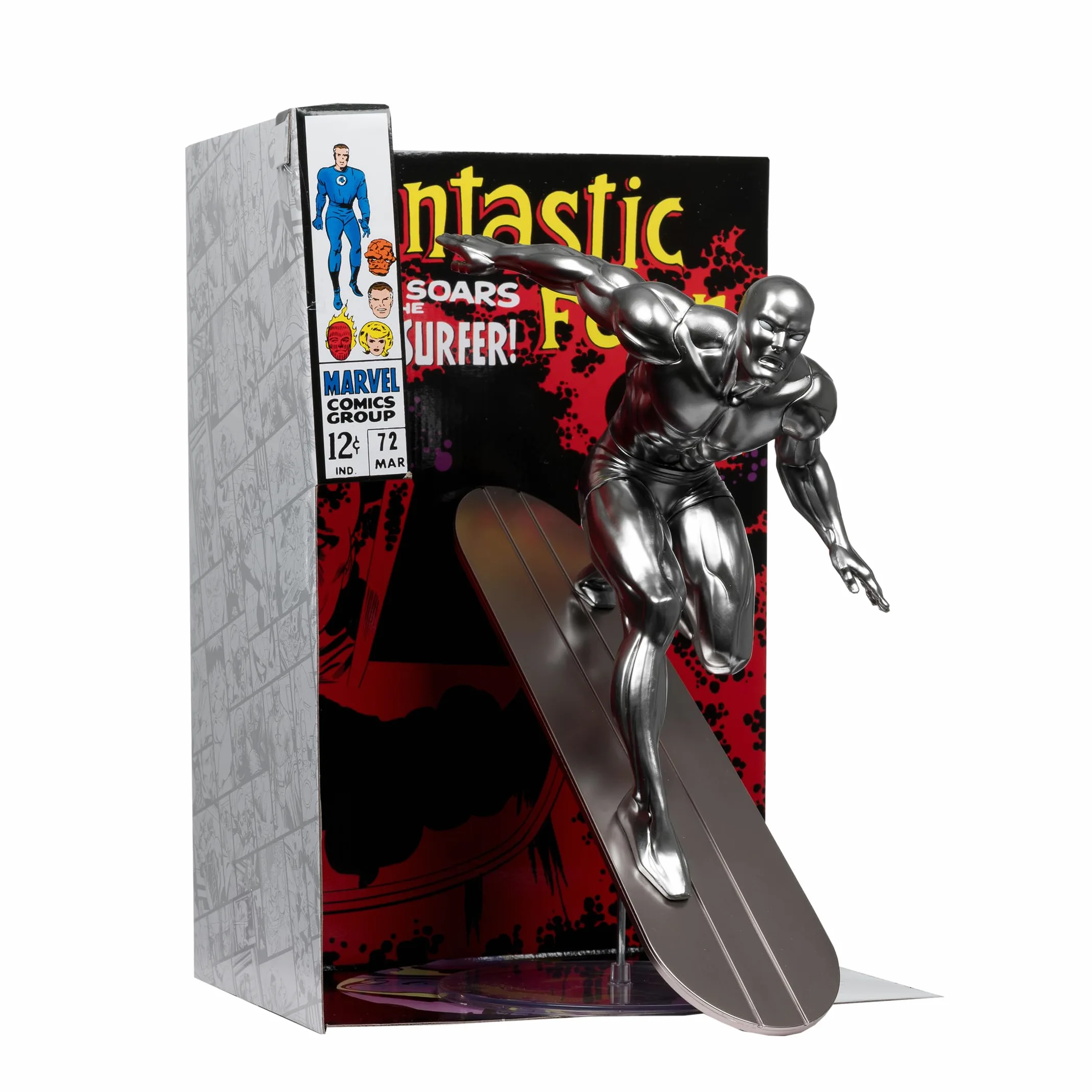 McFarlane Toys - Marvel Silver Surfer - Coleccionable a Escala 1:6 con Escena (Fantastic Four #72)