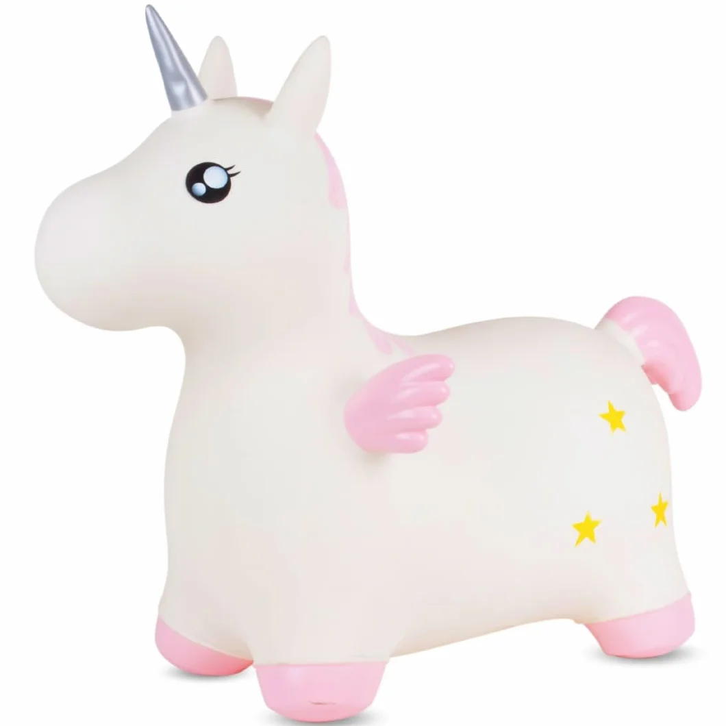 SUN BABY Saltador Hinchable para Niños hasta 45 Kg sin BPA, de 1 año, Pelotas saltarinas para niños (Unicornio Blanco con alas)