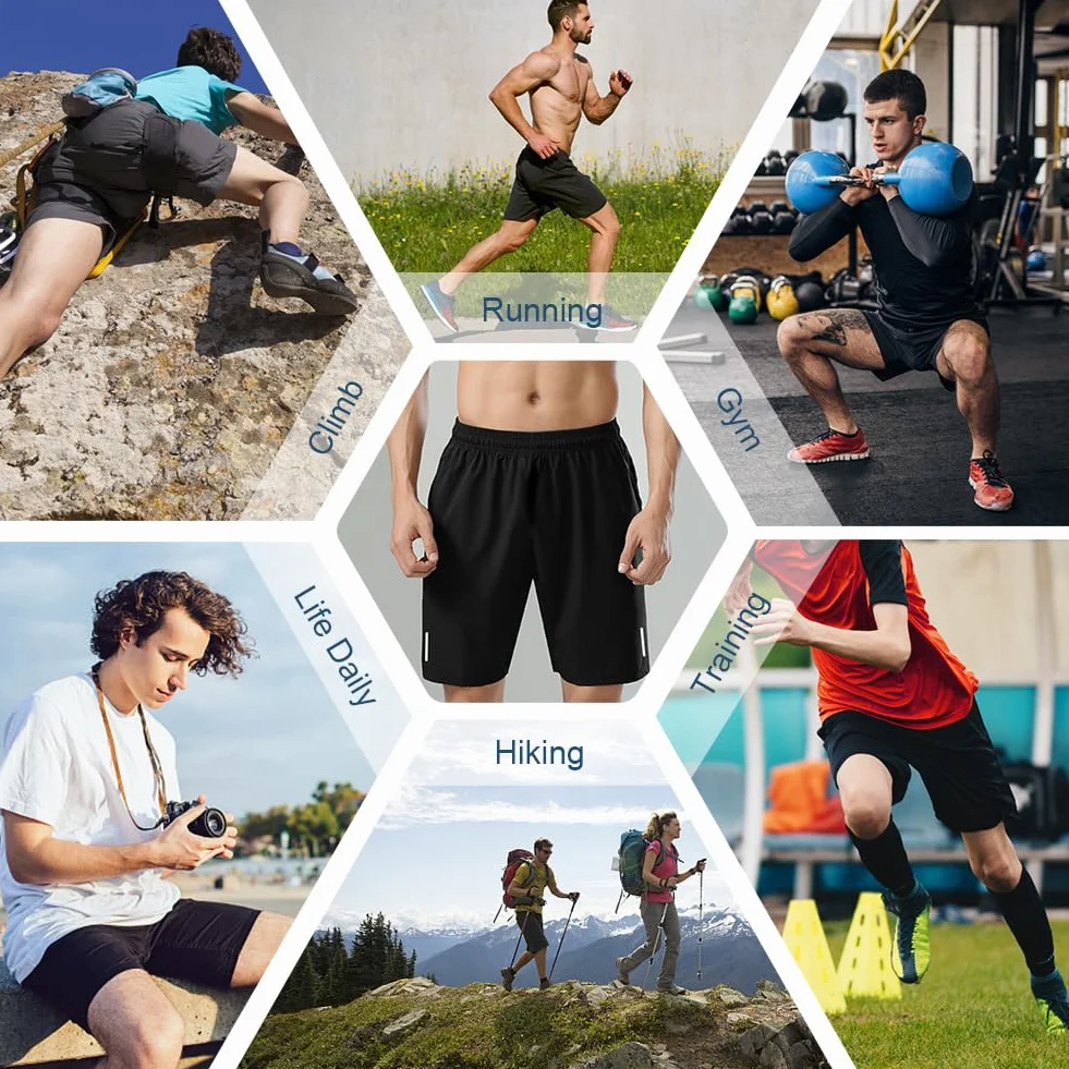 AUYAO Pantalones Cortos Hombre Deporte Running Secado Rápido Transpirables para Tenis Fitness