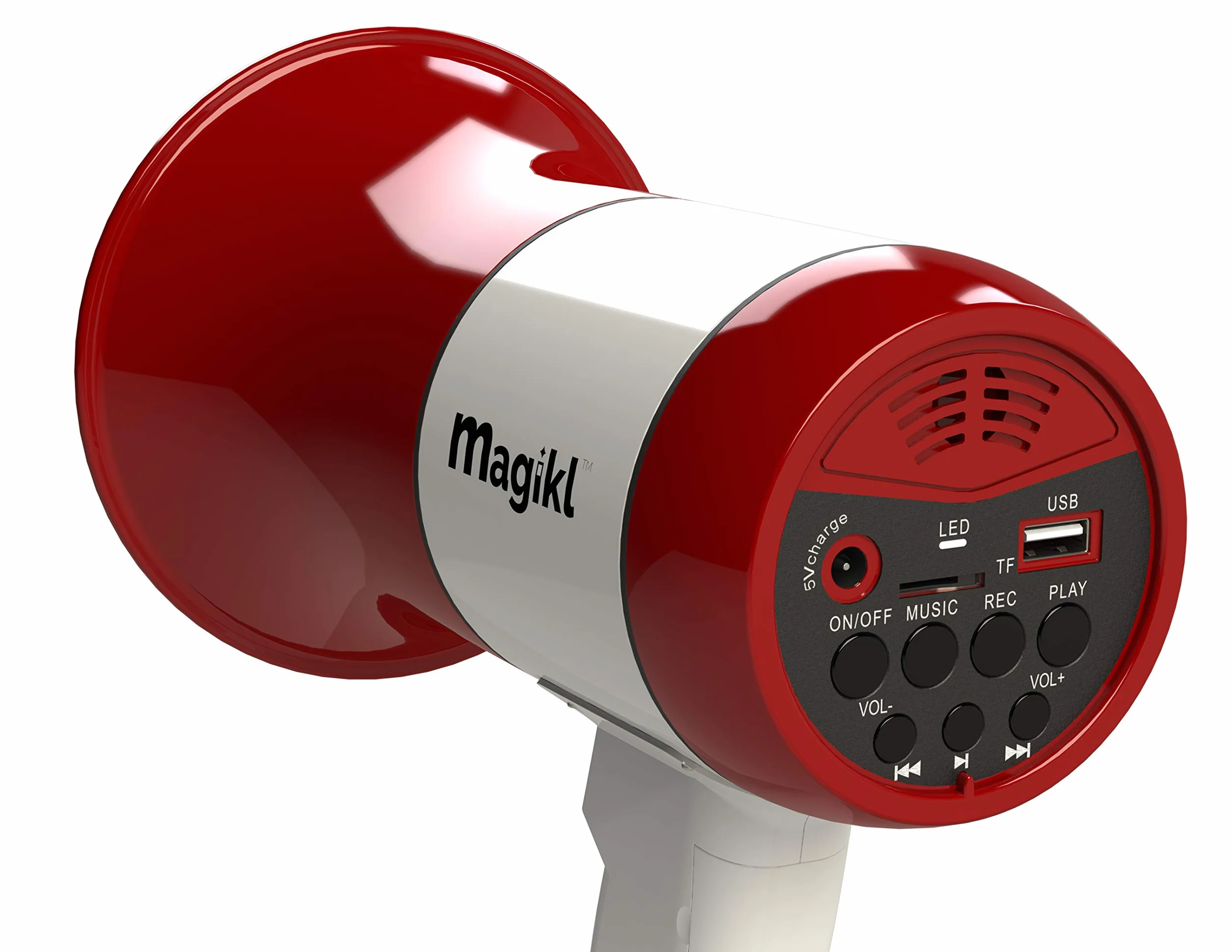 Megáfono Portátil con Sirena, Reproductor MP3, Grabador, Batería Recargable USB