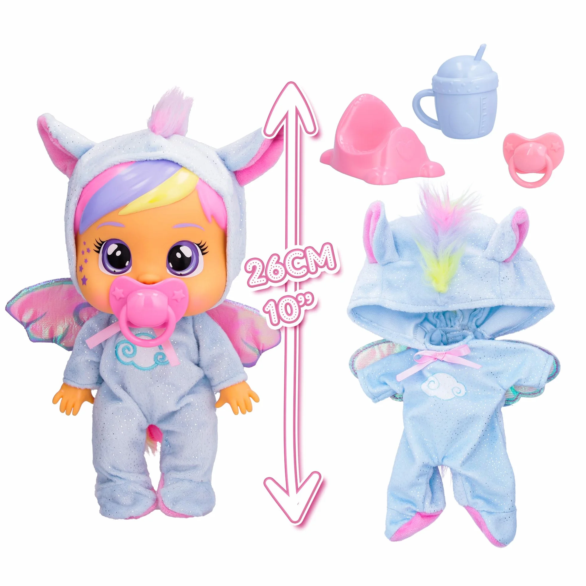 BEBÉS LLORONES Loving Care Fantasy Jenna | Muñeca bebé Que Llora lágrimas de Verdad con Pijama y 3 Accesorios - Juguete y Regalo para Niños y Niñas de 3 Años o Más