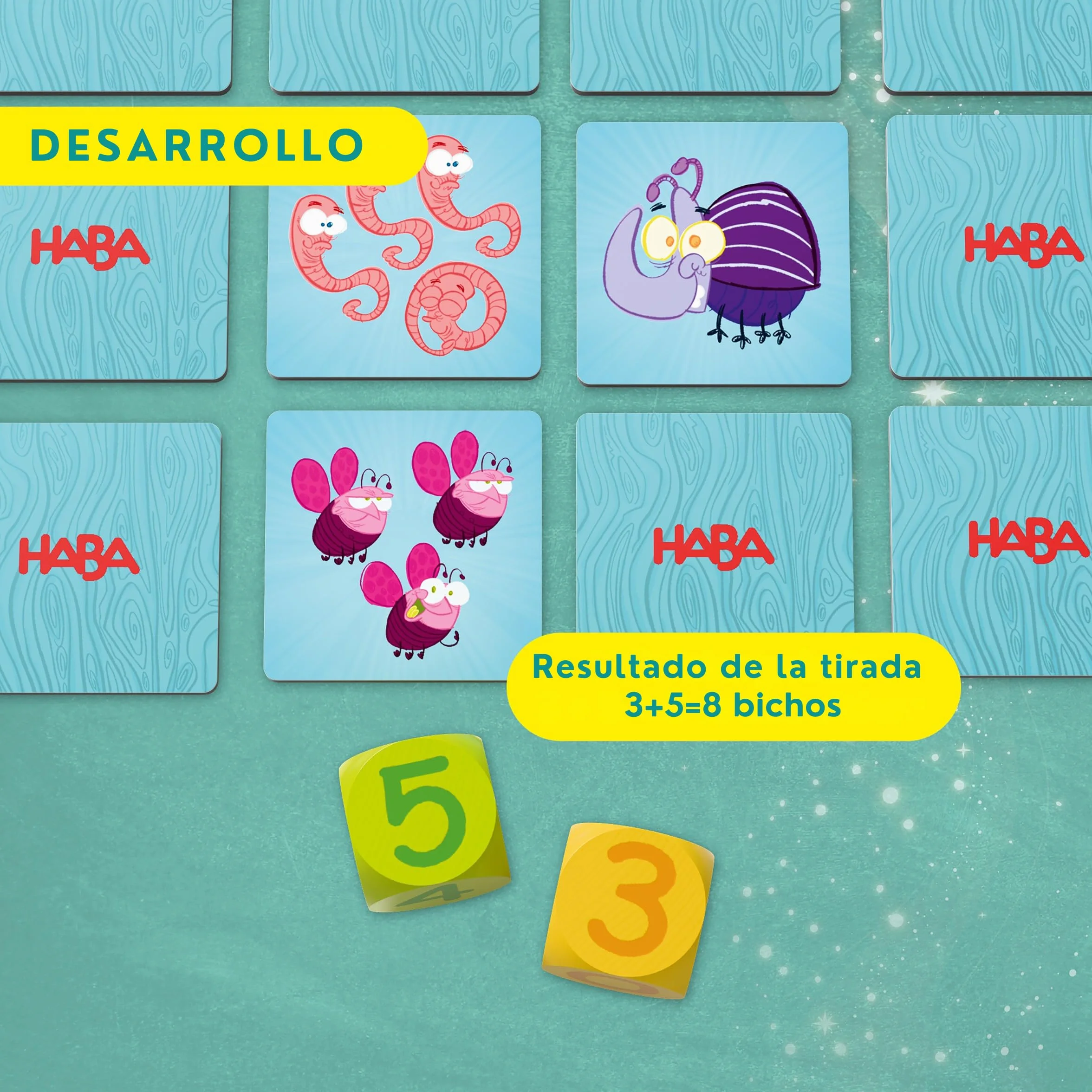 HABA 2013336004 - Bichos, Juego Infantil de Mesa de Memoria y cálculo Mental (Sumas hasta 10). Más 6 años