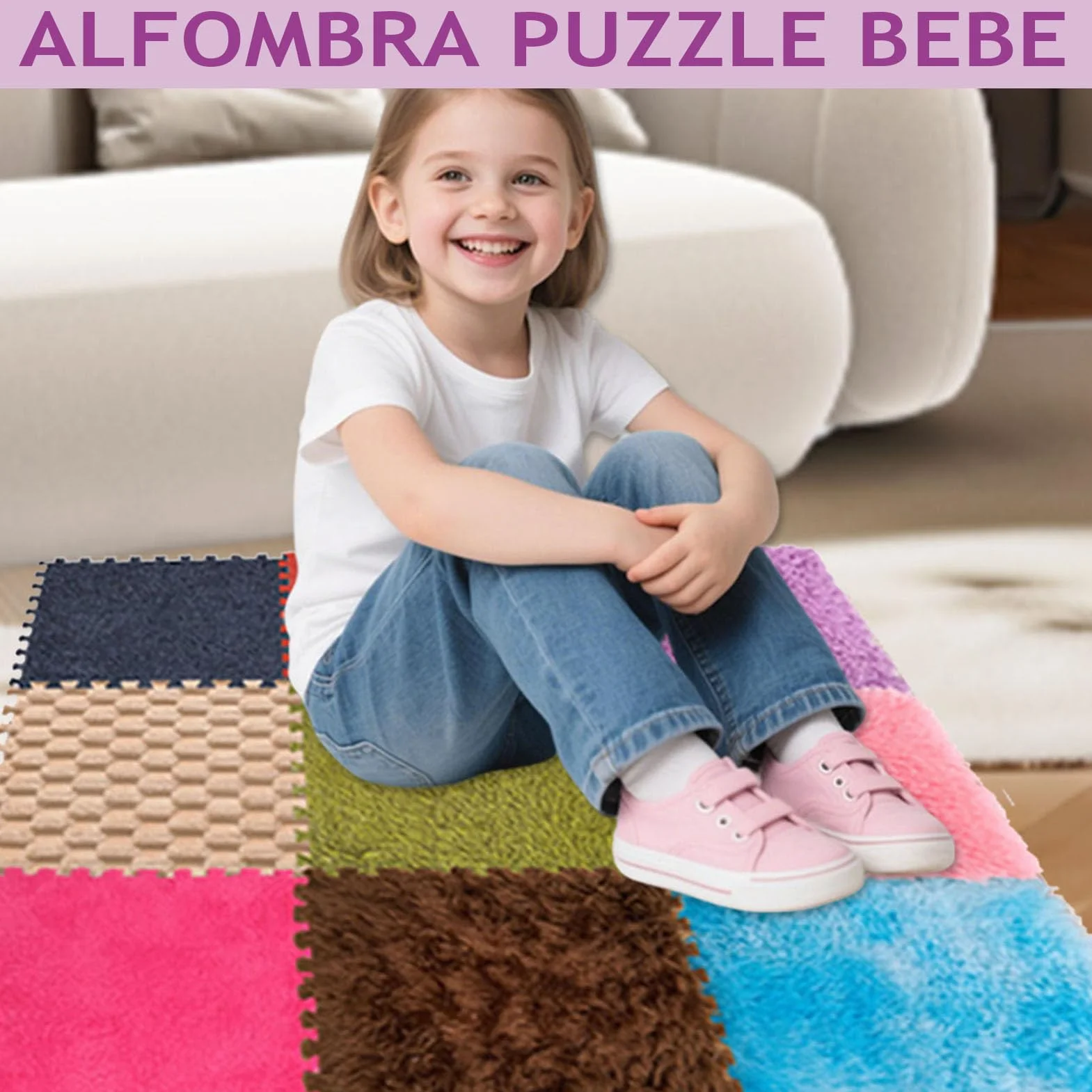 Alfombra Sensorial Bebe Entrelazada - 9 Texturas | Baldosas Sensoriales Antideslizantes para Niños Autistas | Tapete de Juego Táctil con Espuma Suave | Juguete Educativo Multisensorial (9 Piezas)