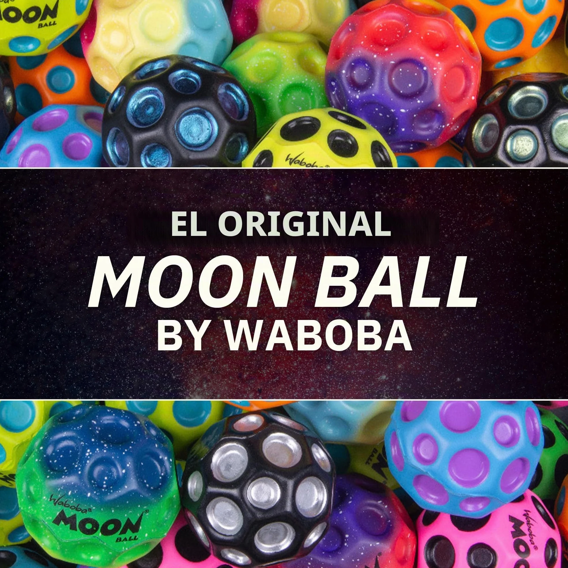 Waboba Moon Ball – Pelota de Goma de Salto más Alta – Diseño Original Patentado – cráter de Pelota Produce un Sonido de Rebote al impactar – Fácil de agarrar – Flummies para niños