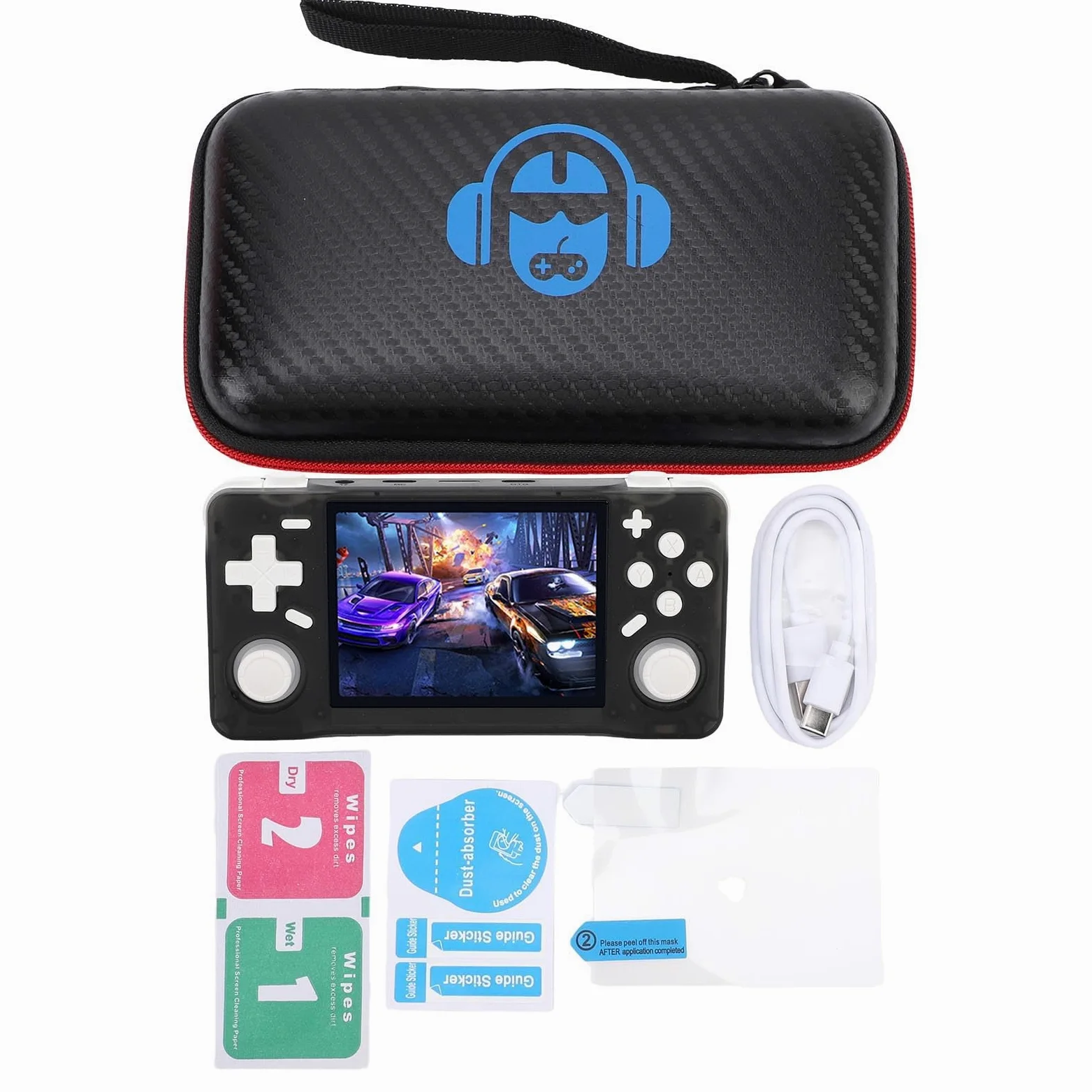 Aramox Consola de Juegos Portátil Retro, Consola de Juegos Portátil ABS con Pantalla HD de 3,5 Pulgadas 640x480, RK3326 64 Bits A35, Batería de 4000 MAh, para Jugadores de Retro a Casa de Viaje (64GB)