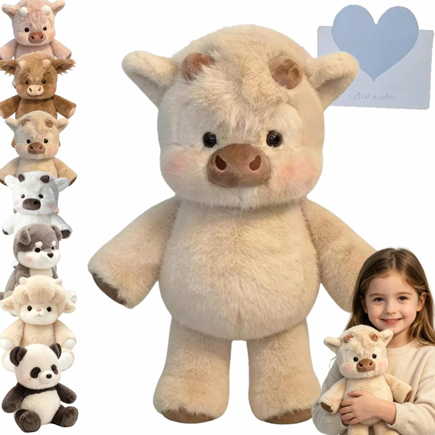Peluche Que Corre,Vaca De Peluche Suave – Peluche De Vaca De 45 Cm – Animal Ultrasuave para Aliviar– Ideal para Abrazar, Jugar y Decorar La Habitación (A)