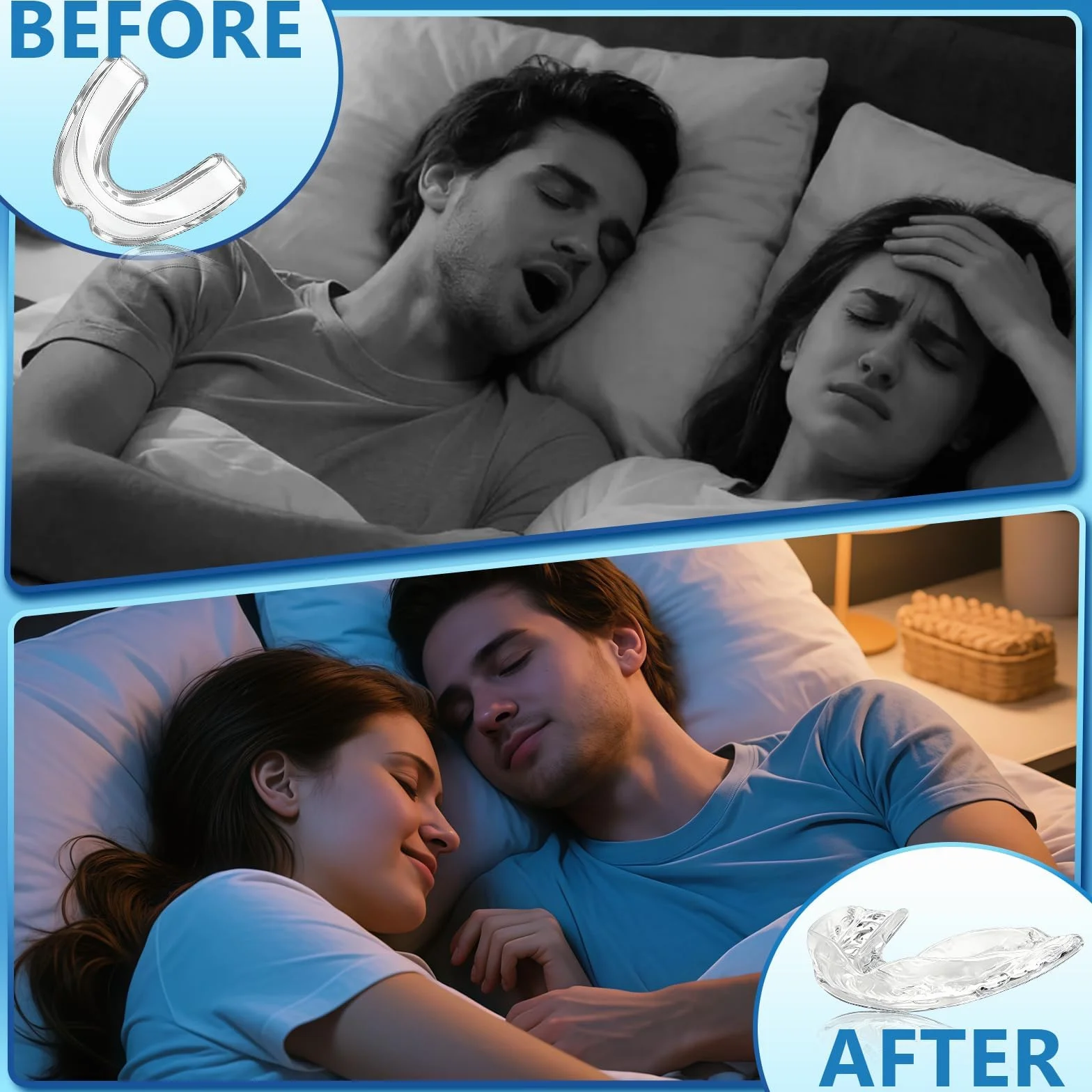 Protector Bucal Para Dormir Bruxismo, Férulas Descarga 2 Tamaños, Kit Dental Reutilizable
