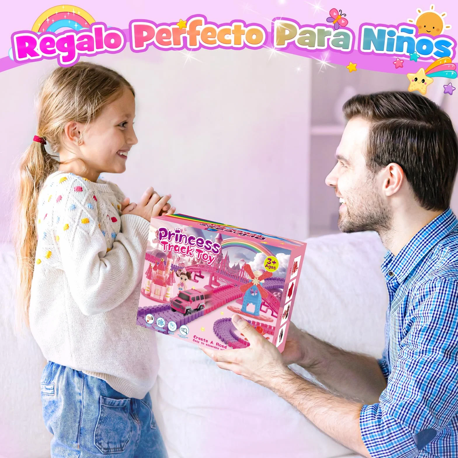 iKidiki Pista FlexIBLE Unicornios y Tiburón para Niñas 3-8 Años - Regalo Cumpleaños