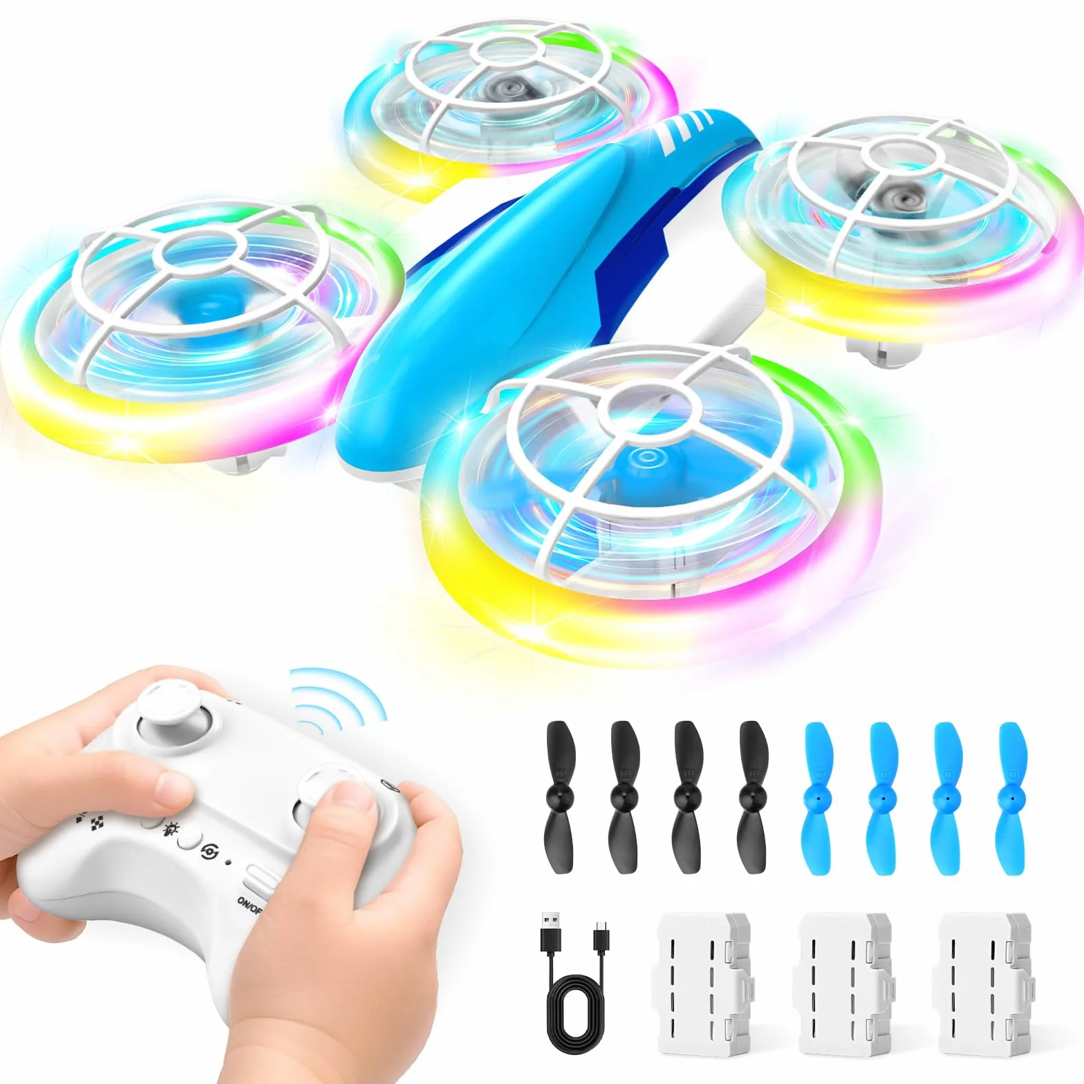 YIKANWEN Dron RC para Niños 6-14 Años con Luces LED, Vuelo 360°