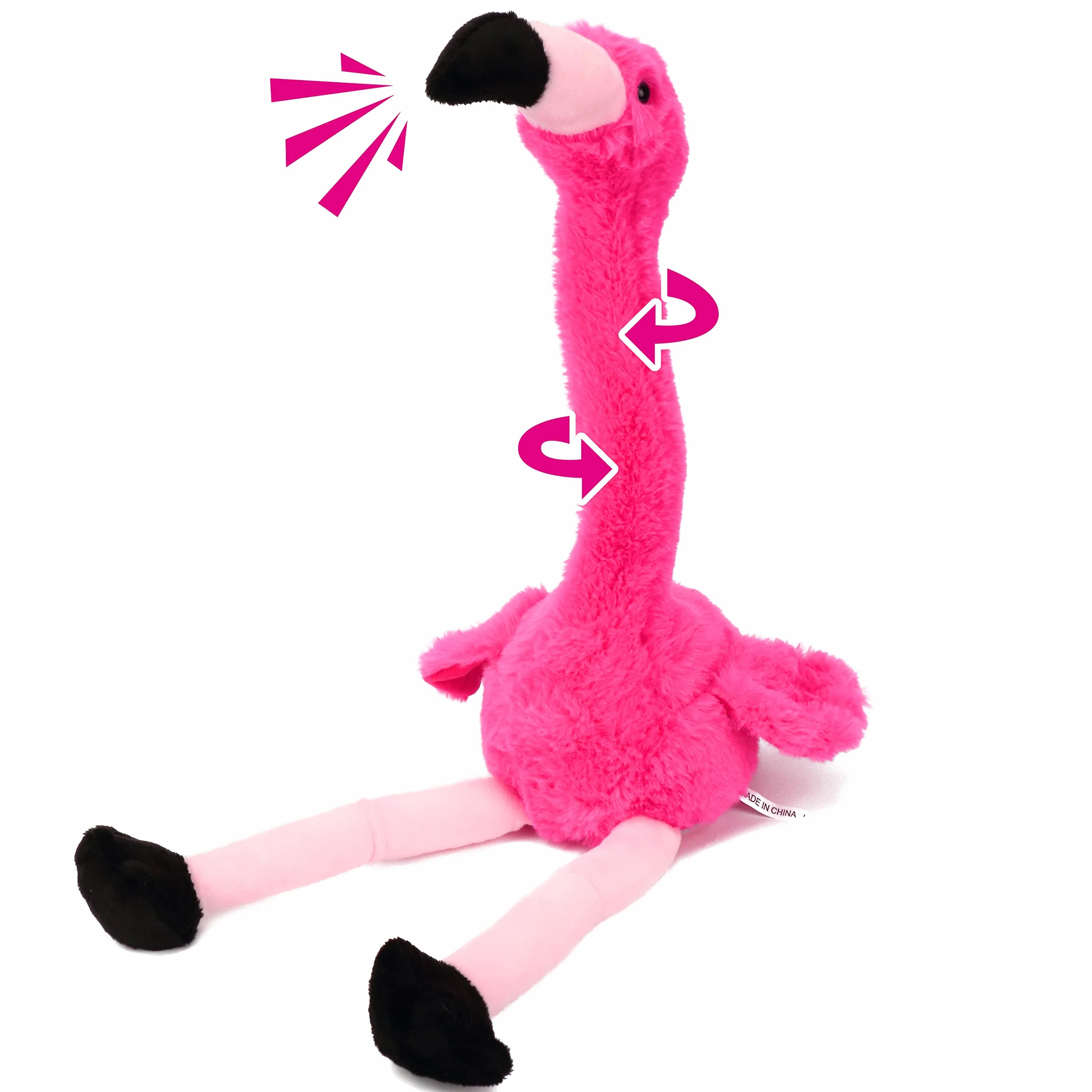 Hopearl Flamenco Hablando Repite lo Que Dices Juguete eléctrico Interactivo Animado Peluche Amigo Regalo para niños pequeños Cumpleaños Festival Vacaciones Rosa 33 cm
