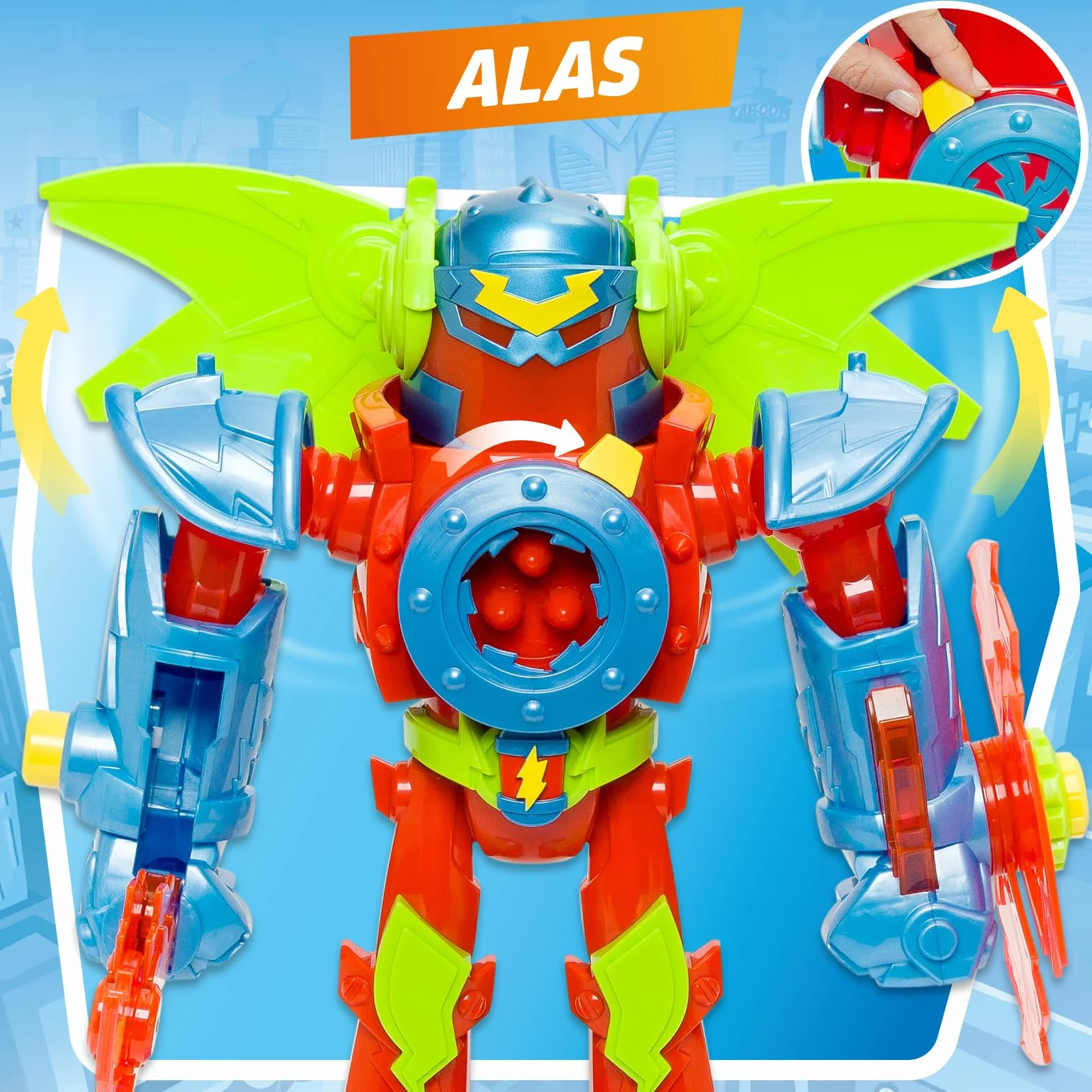 SUPERTHINGS KAZOOM Power Titan Fury Robot z Espada, Escudo, Alas y Disparador