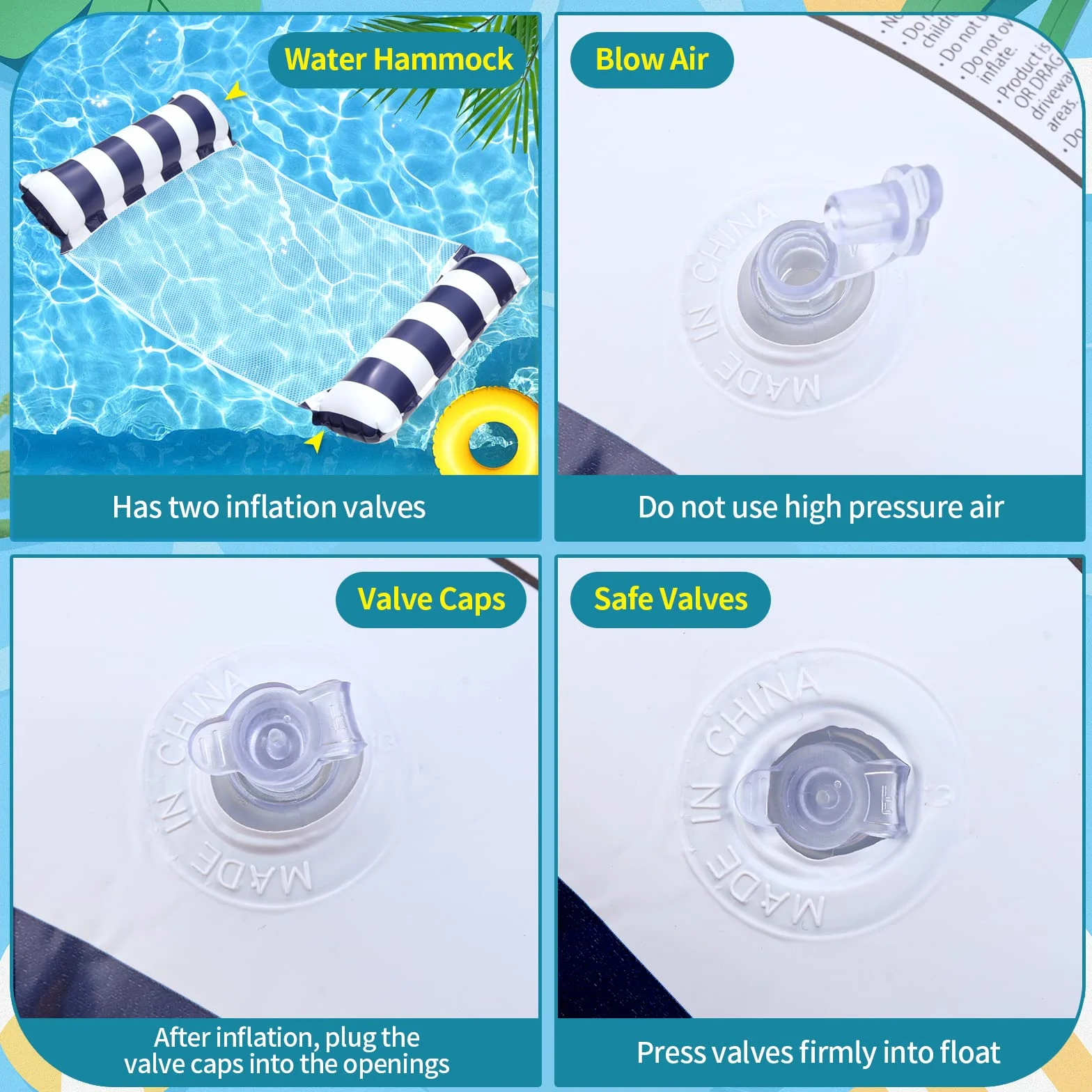 Colchoneta Piscina Adultos XL 2PC Flotadores 4 en 1 Hamaca de Agua Hinchable