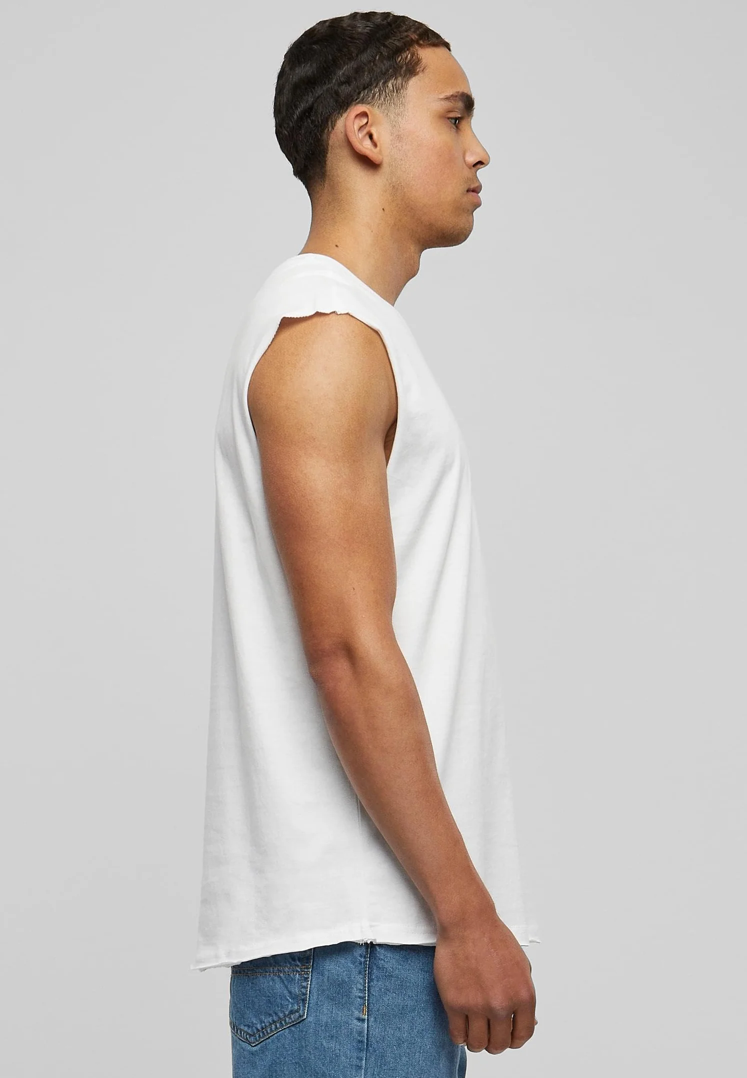 Urban Classics Open Edge Sleeveless Tee Hombre Camiseta Negro