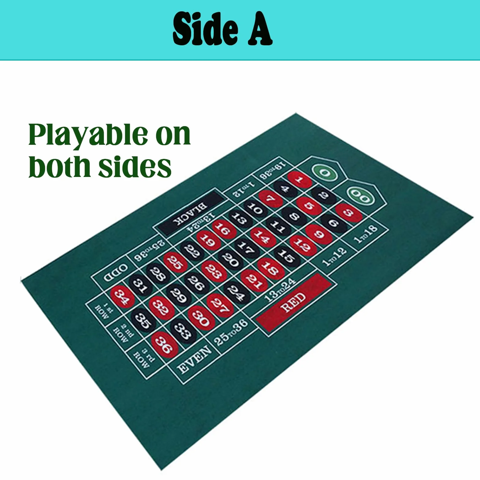 Alfombrilla de póquer para mesa de póquer, alfombrilla de póquer, diseño de doble cara, alfombrilla de fieltro de doble cara, juego de mesa de fieltro, 60 x 90 cm (A)