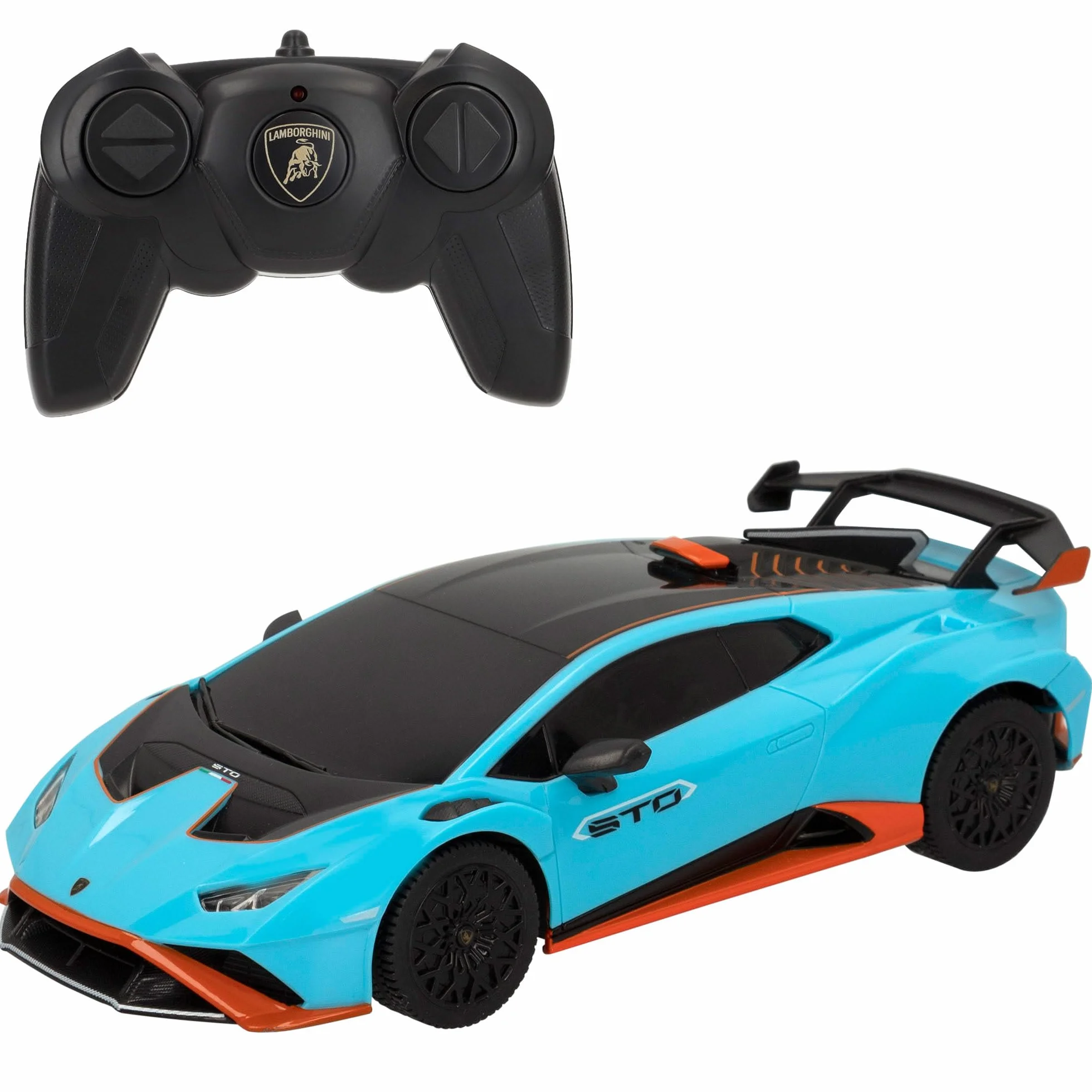 ColorBaby - Coche teledirigido Lamborghini Huracán STO, radiocontrol, Azul con Negro Escala 1:24, para niños y para Adultos, Juguetes para niños teledirigidos (46987)