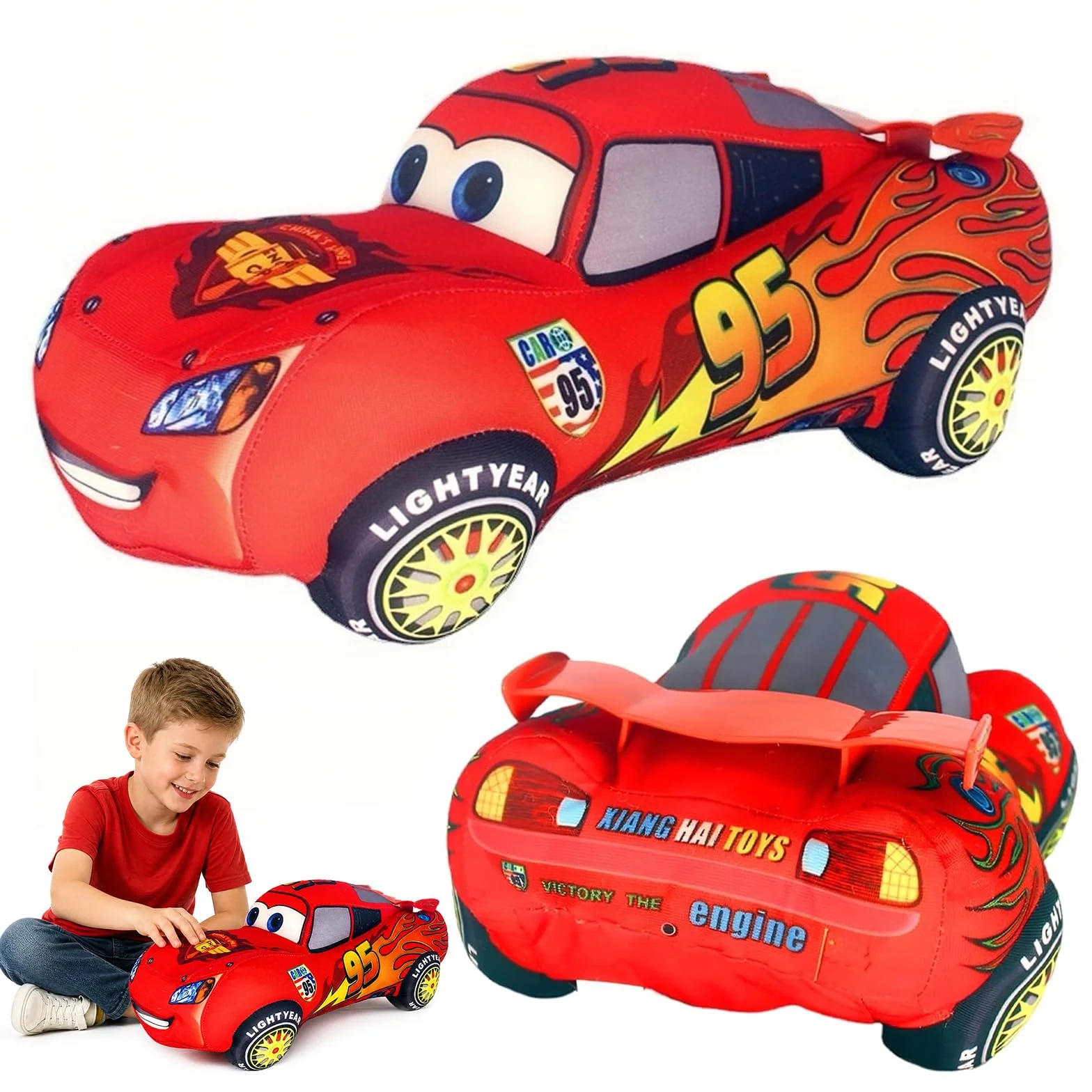 Coche de Juguete de Peluche Juguetes de Peluche Cars Lindo Muñeco de Peluche de Coche de Carreras de Dibujos Animados de 25 cm Ideal para Jugar a Coleccionar y Acurrucarse