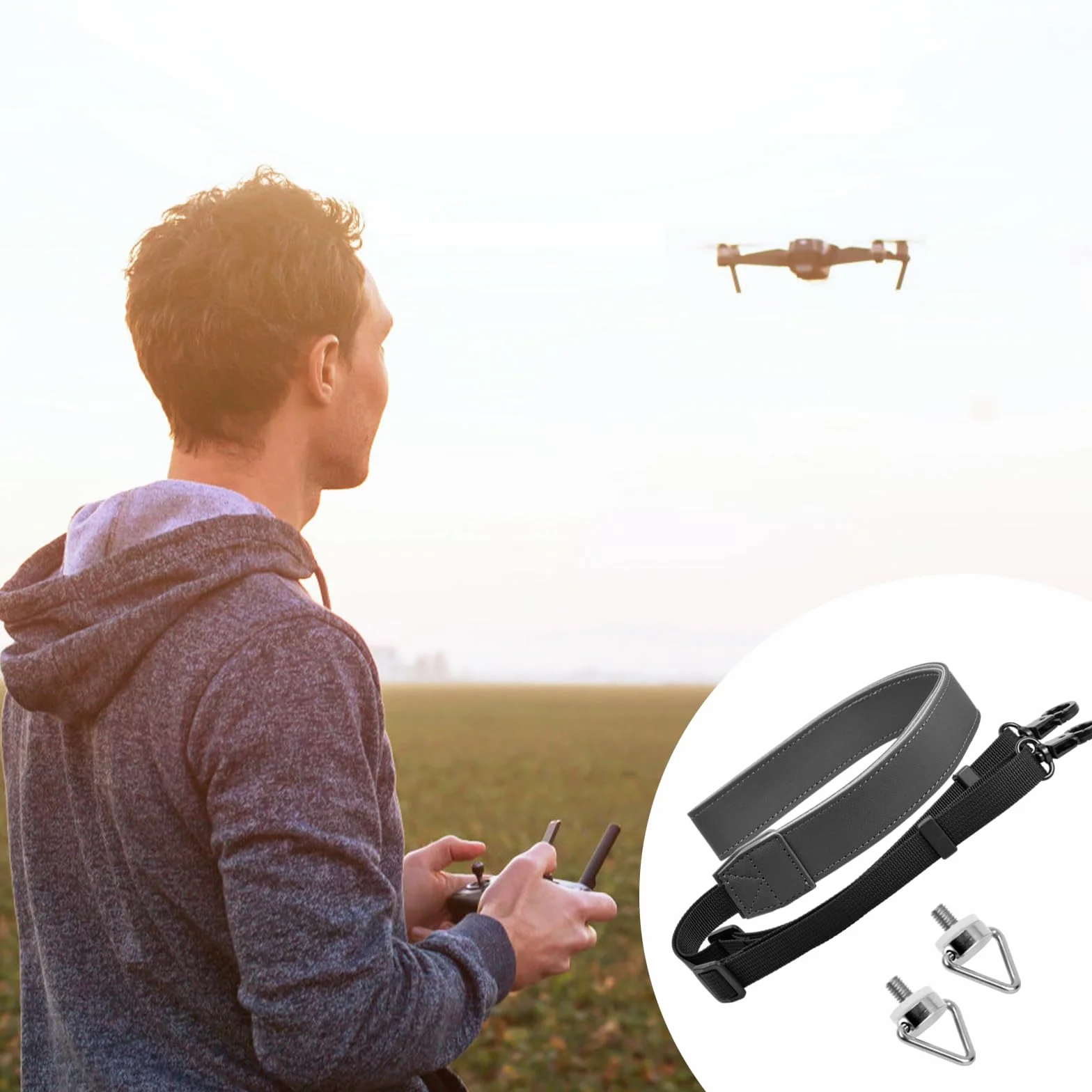 Cordón para el Cuello para DJI RC y RC Pro, Correa de Hombro de Cuero PU con Tornillo para el Controlador DJI