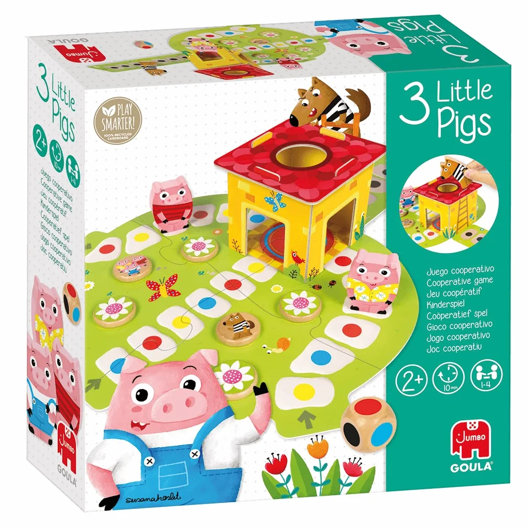 Goula Los 3 Cerditos Juego de Mesa Educativo Preescolar para Niños a Partir de 2 Años con Piezas de Madera y Tablero Puzle