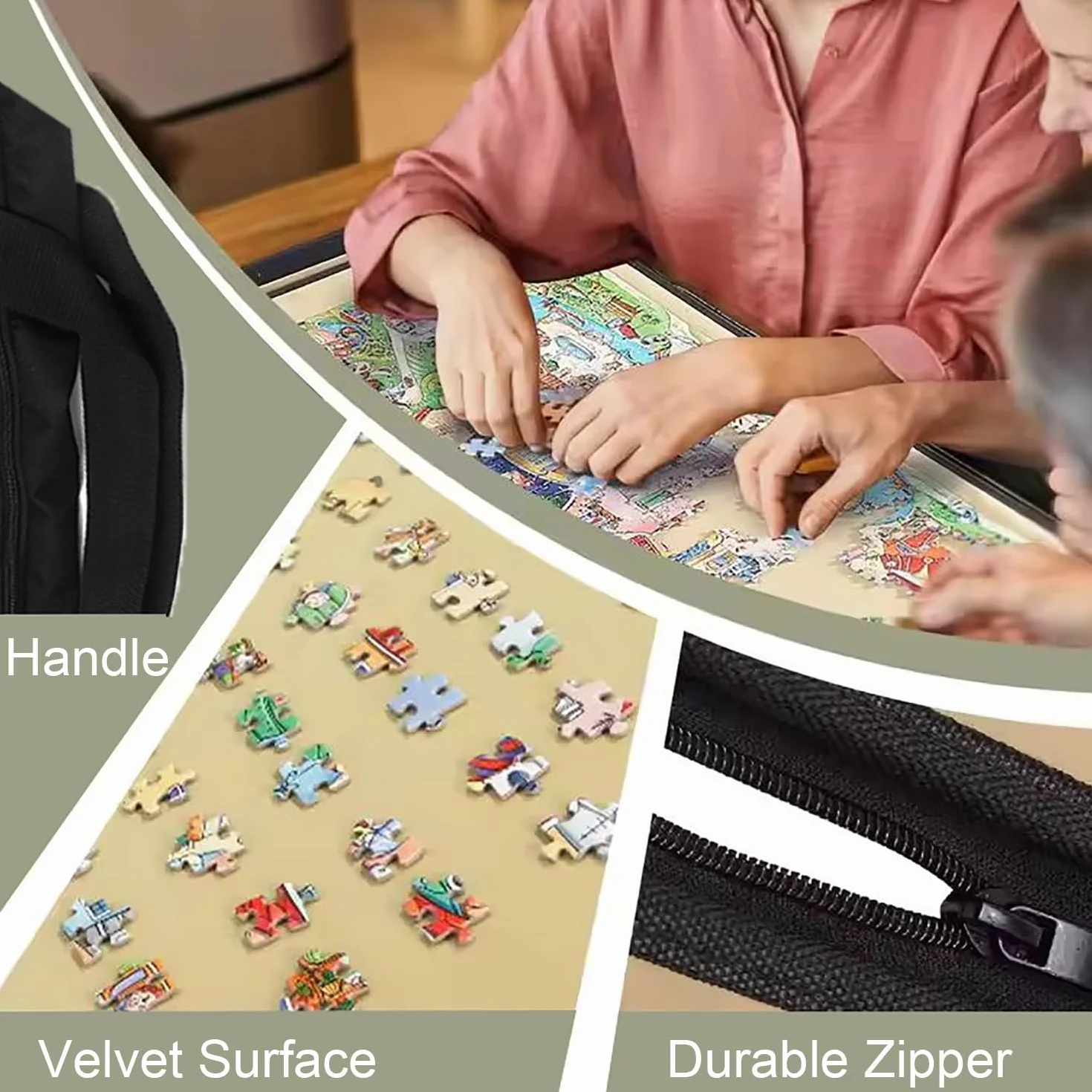 Carpeta Puzzle 1000 Piezas,Tablero para Puzzle,Tablero de Rompecabezas con Bandejas y Cubierta, Estuche Portátil para Almacenamiento, Superficie Antideslizante(80 x 58cm)