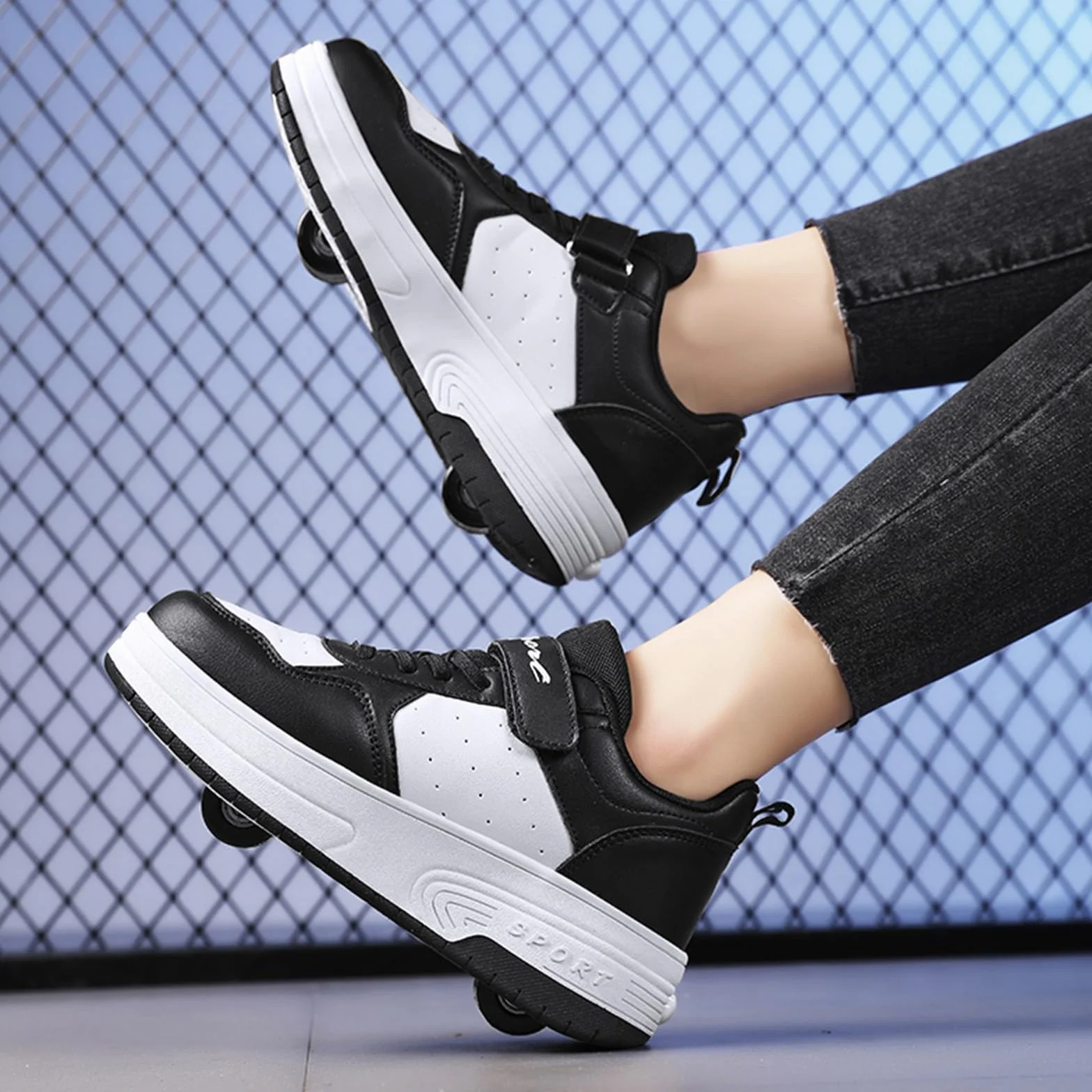 Zapatillas de deporte para niñas con suela gruesa Ruedas Zapatos de patinaje niños