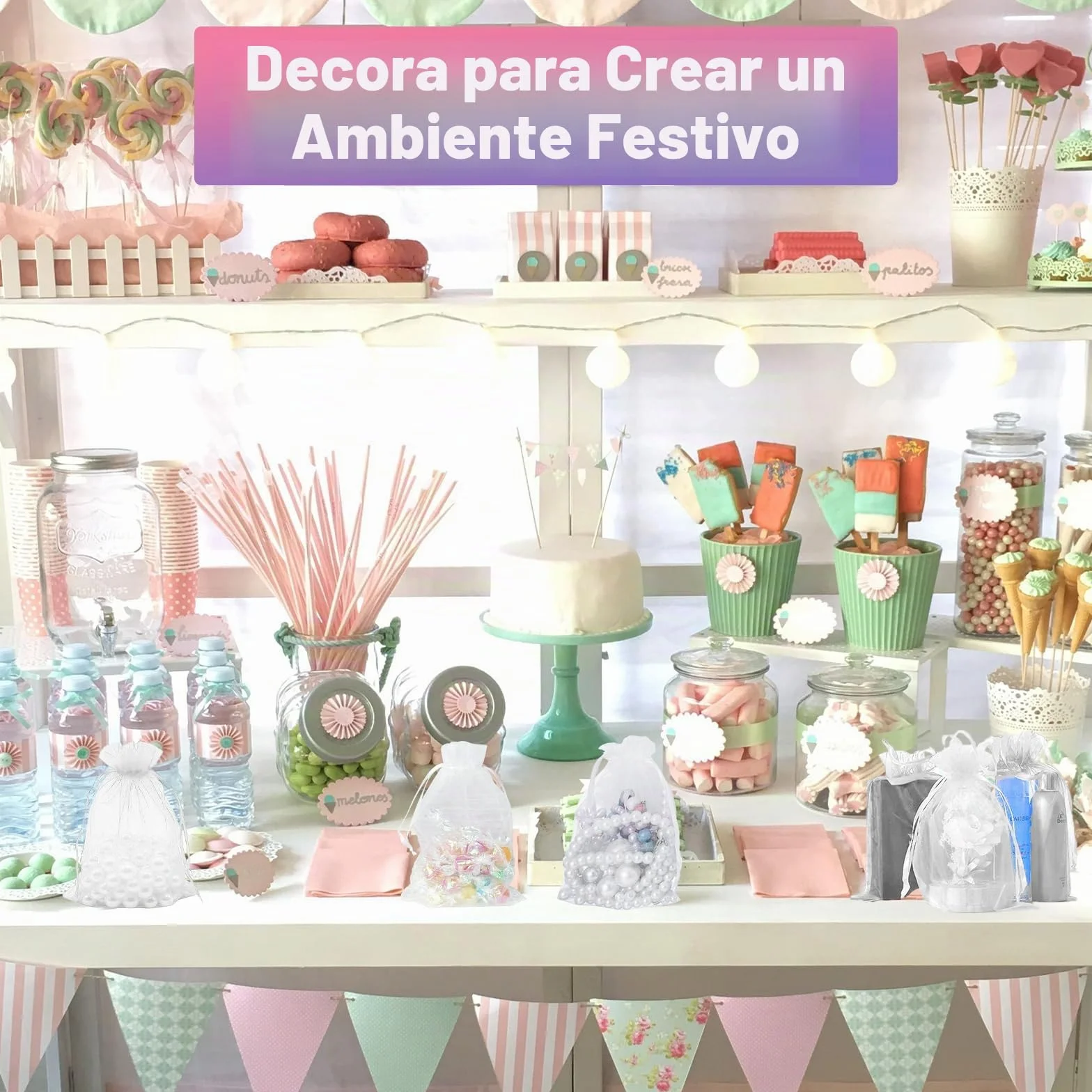 120 Piezas Bolsas de Organza 10x15 CM, Blancas Bolsitas de Tela Pequeñas con Cordóm, Bolsa Organza de Lavanda, Regalo, Joyas, Boda Favores, Caramelos para Festivales Fiestas Bodas Navidad