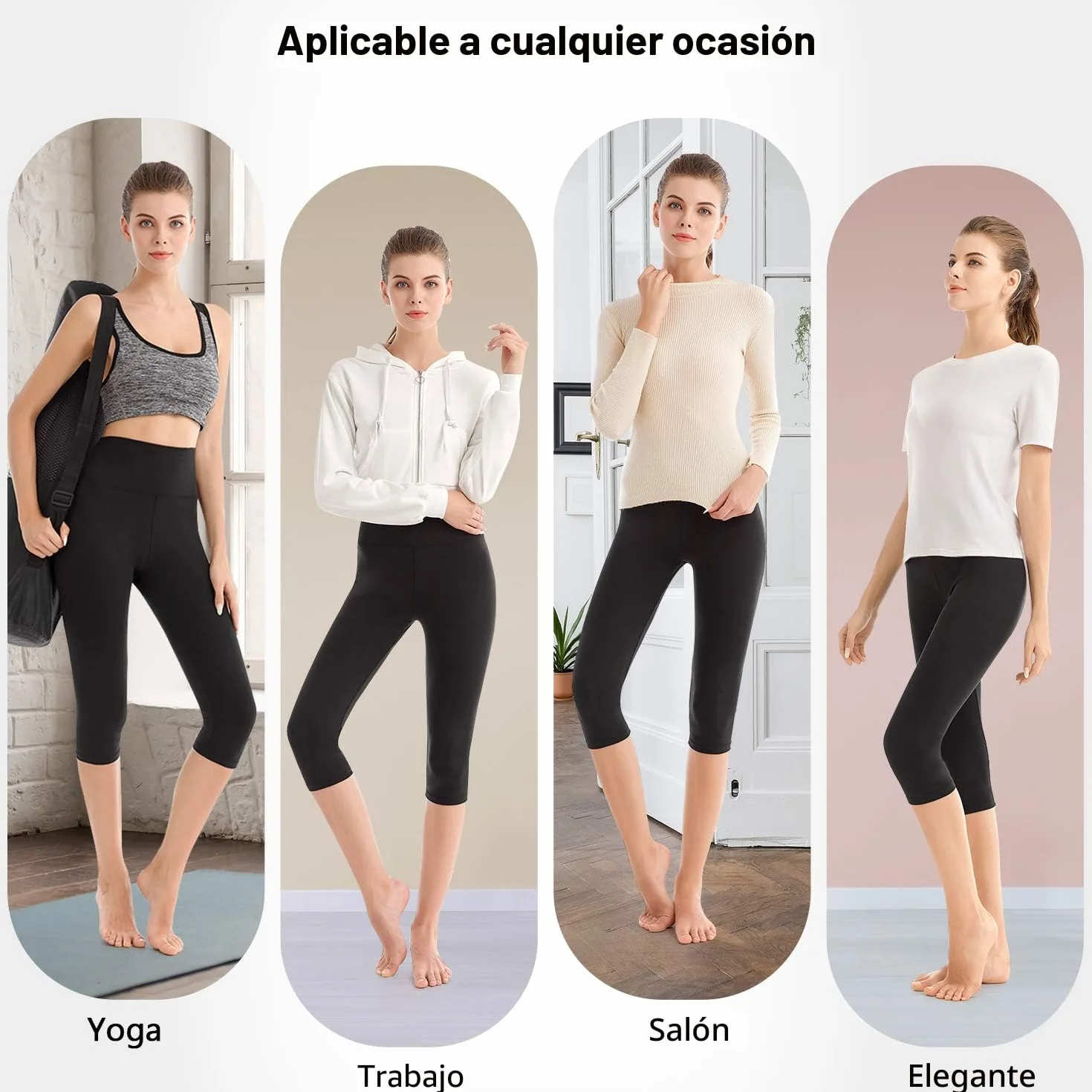 SINOPHANT Leggins Cortos Mujer Cintura Alta 3/4 Pantalones Deportivos Capri Mallas Deporte