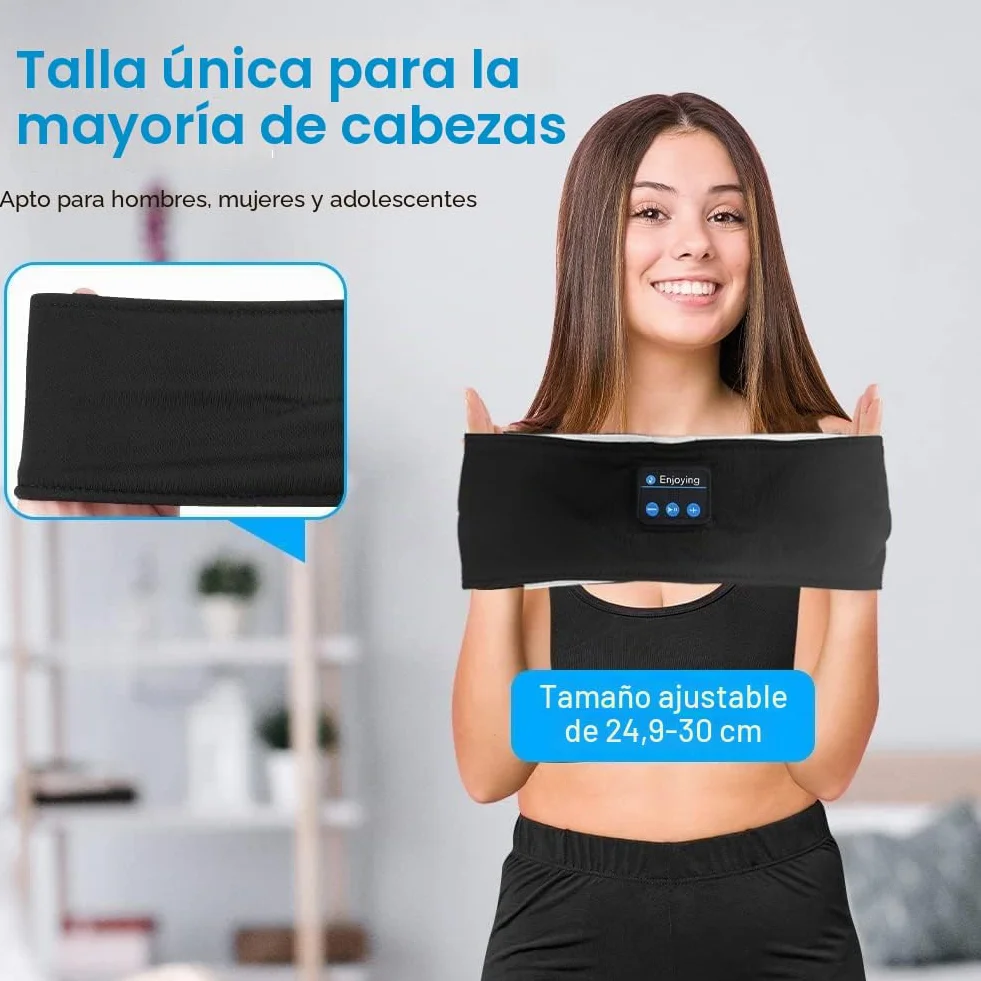 Auriculares para Dormir Bluetooth 5.4, Diadema Deportiva Antifaz, Música, Correr (Negro)