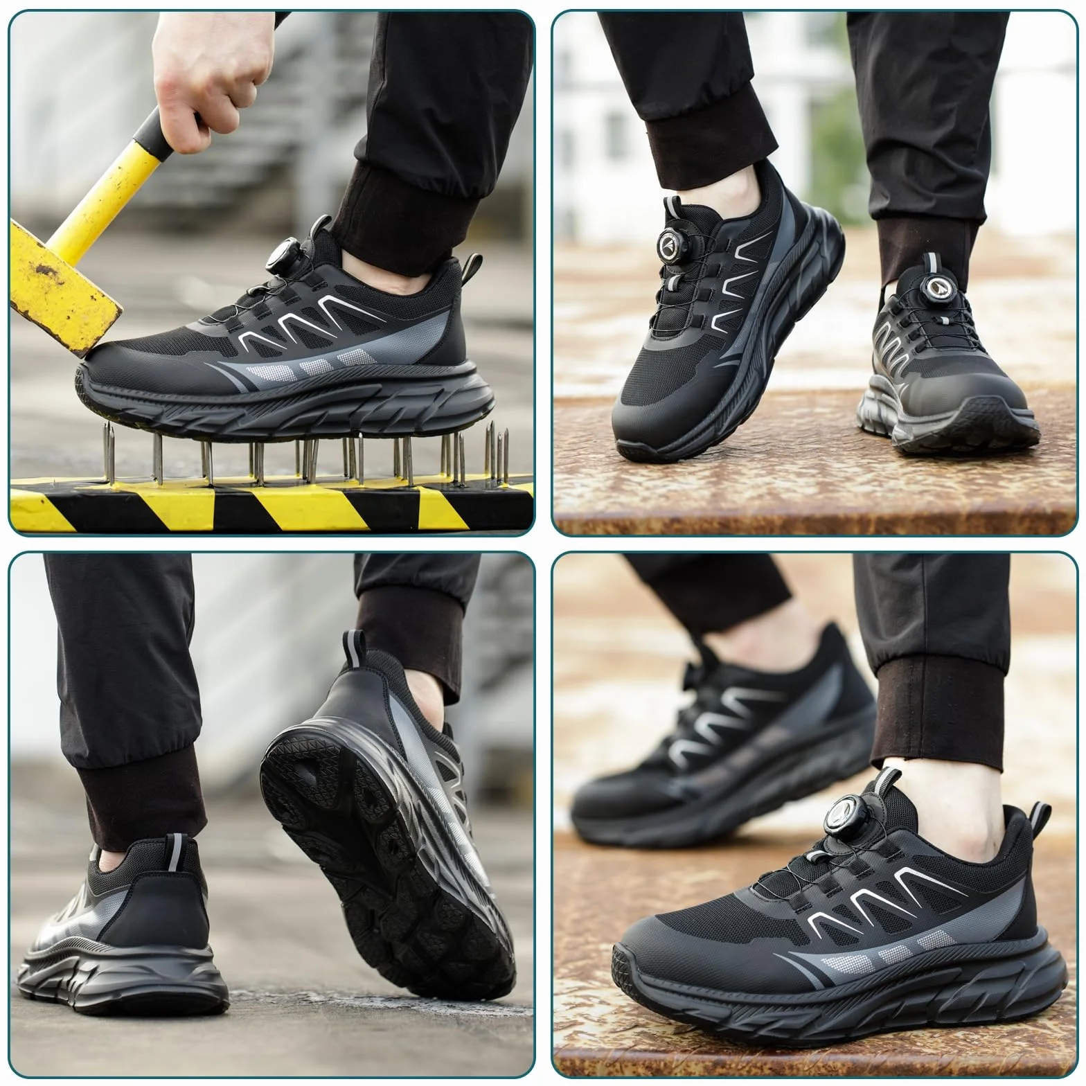 RASEARY Zapatos de Seguridad con Punta de Acero Ligeros Antideslizantes para Hombre Mujer