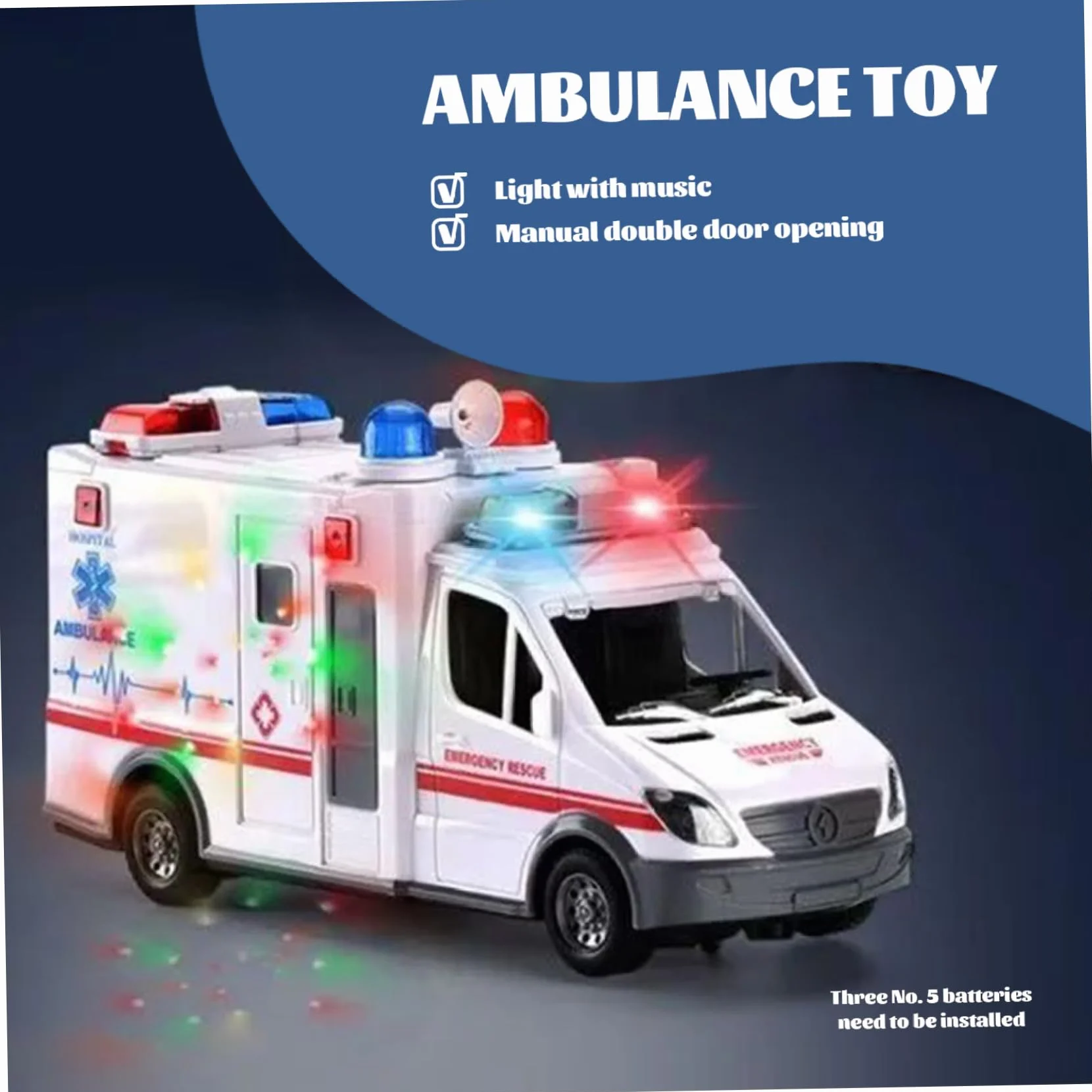 Juguete de ambulancia Juguetes realistas para vehículos de emergencia con música y luces LED Restauración de escena real Ambulancia promueve habilidades motoras e imaginación Juguetes educativos para