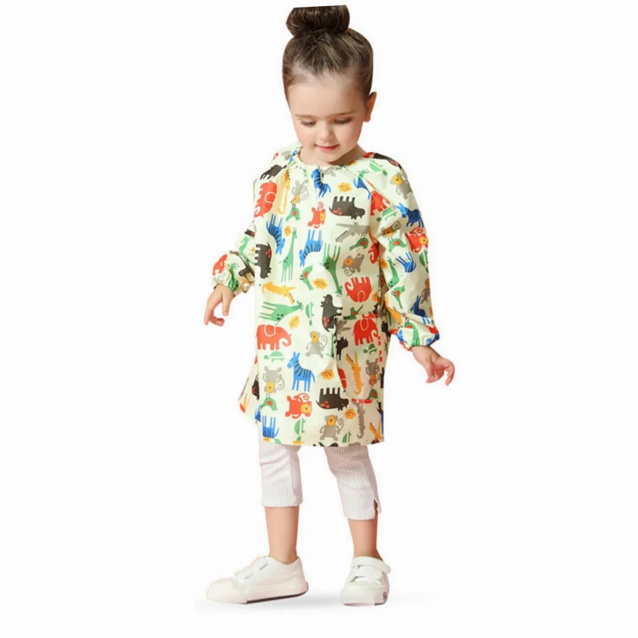Mikinona Bata de Pintura para Delantal de Arte Estampado Amarillo Manga Larga Talla M Ropa Protectora Transpirable y Resistente a Manchas Adecuado para Pintar y Dibujar