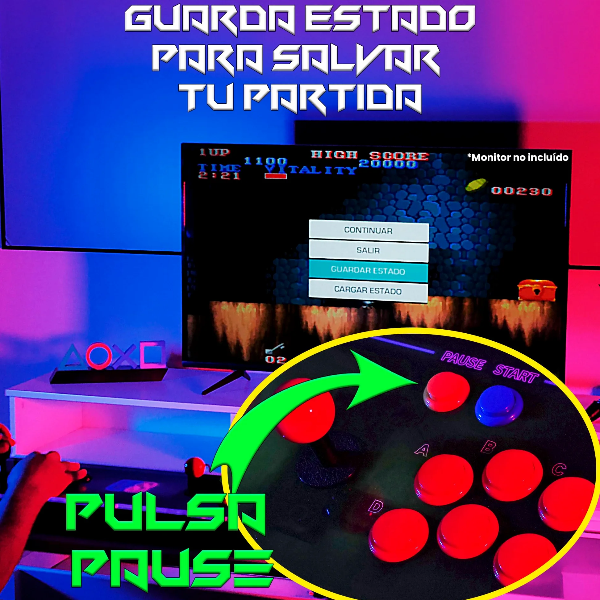 Unicview Pandora Box 3D, Retro Consola Maquina recreativa Arcade Video, Joystick Arcade, Versiones Originales Juegos Retro, Incluye Juegos 2D y 3D. Función de Guardar Partida, Pandora_5000