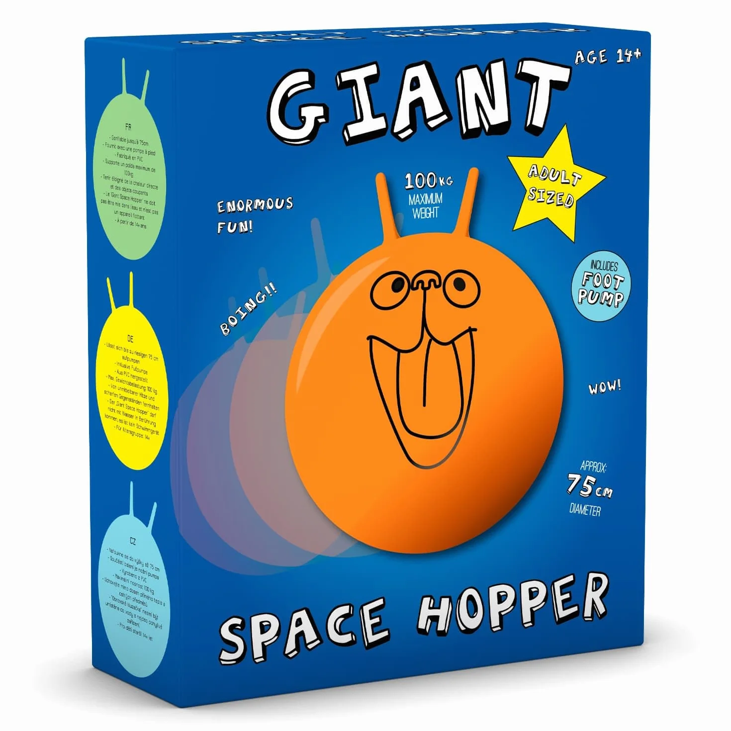 CKB LTD Bola para Saltar, Pelota saltarina Juguetes Jardin Tolva Espacial Gigante Retro Extra Grande 75 cm para Adultos – Inflable Incluye Bomba de pie soporta hasta 100kg – Naranja