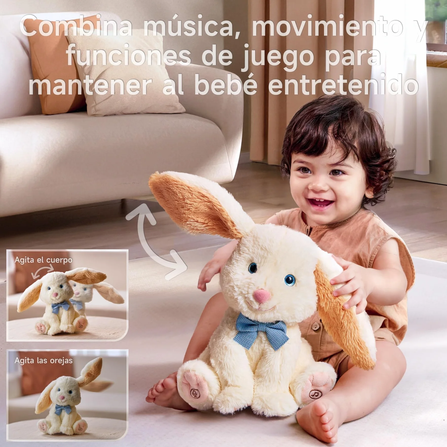 TUMAMA KIDS Juguetes Peluche Bebe, Conejito Mascotas eléctrico, Canta, Repite lo Que Dices, Juguete interactivas, Juguetes niña 1 2 3 años, Animales de Peluche Juguetes para Bebes