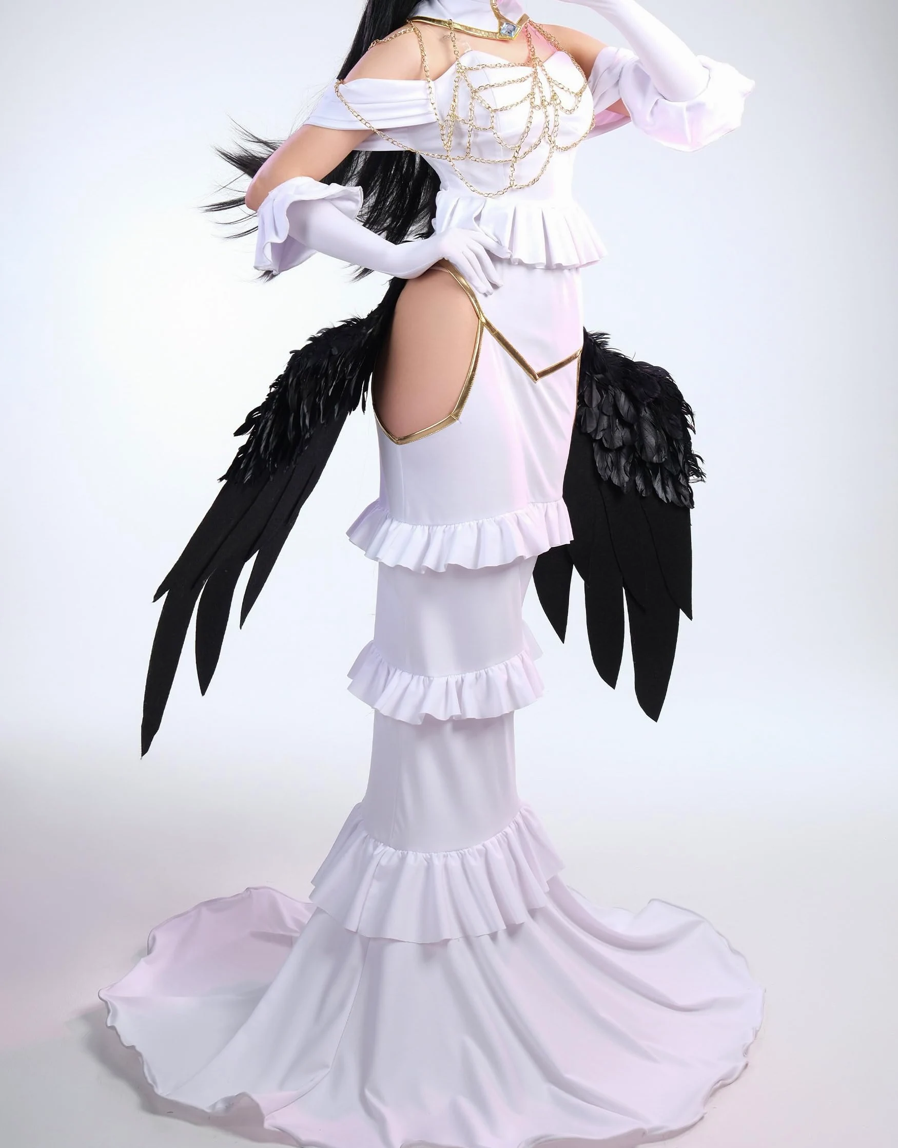 Cosplay.fm Disfraz de anime para mujer, con collar, collar, cuernos para Albedo Cosplay (L, blanco)