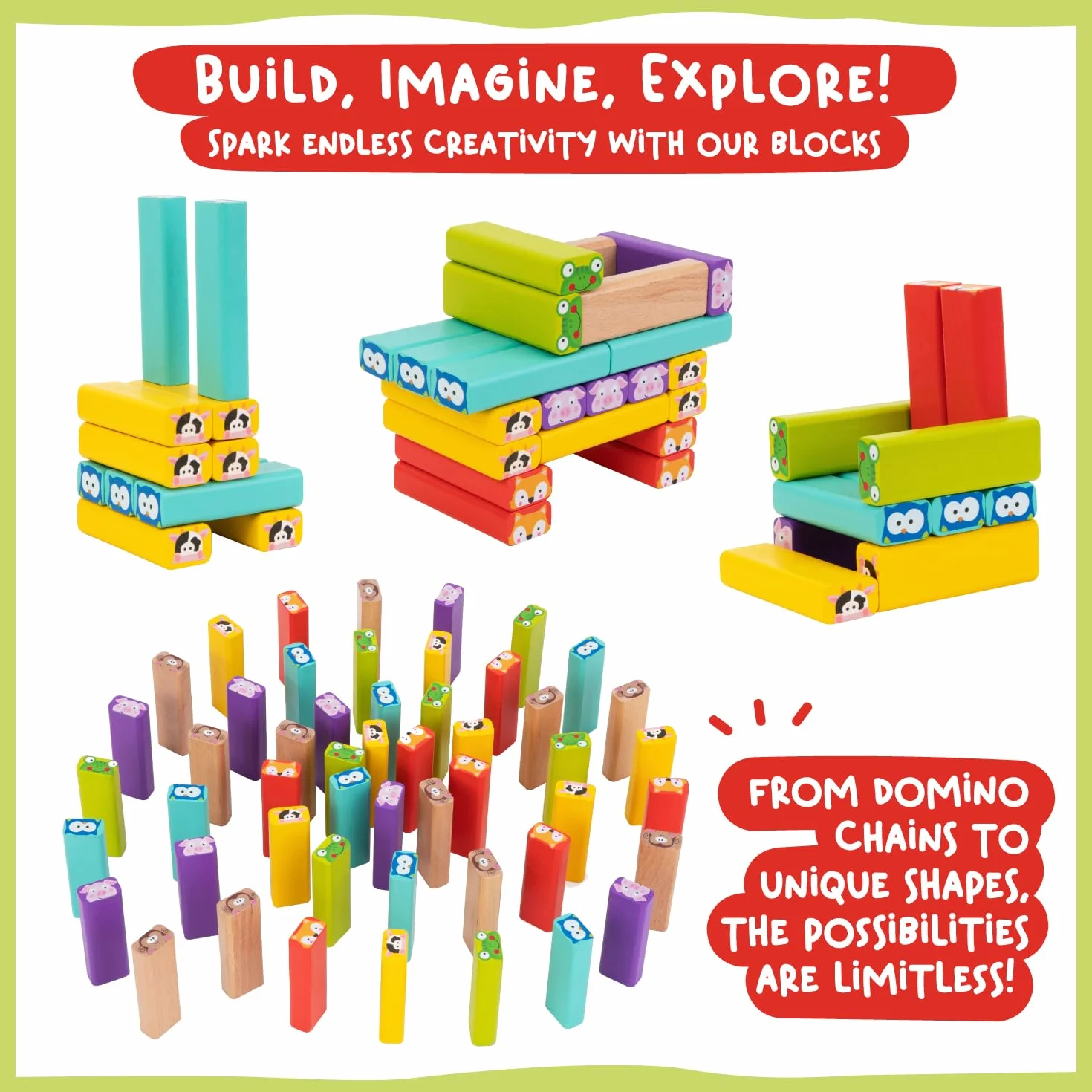Nene Toys Torre de Bloques Infantil de Madera 4 en 1 – Juego de Mesa Educativo para Niños 3-9 años