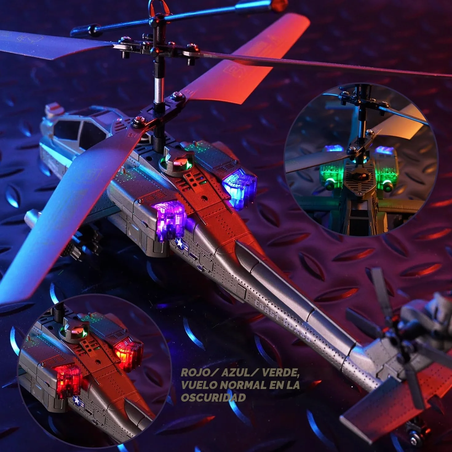 VATOS Helicóptero teledirigido 2.4G con 2 baterías y luz LED con despegue con un solo botón, serie militar de juguetes helicóptero RC para niños o principiantes de edades comprendidas entre 14 y más