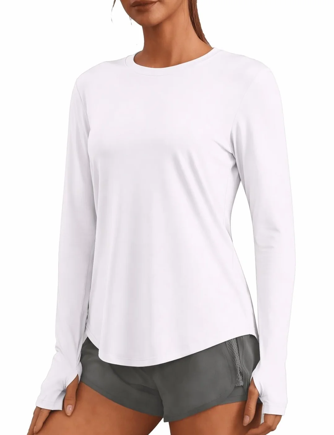 PINSPARK Camiseta Deportiva Mujer Manga Larga Protección Solar UPF 50 Secado Rápido Fitness Yoga
