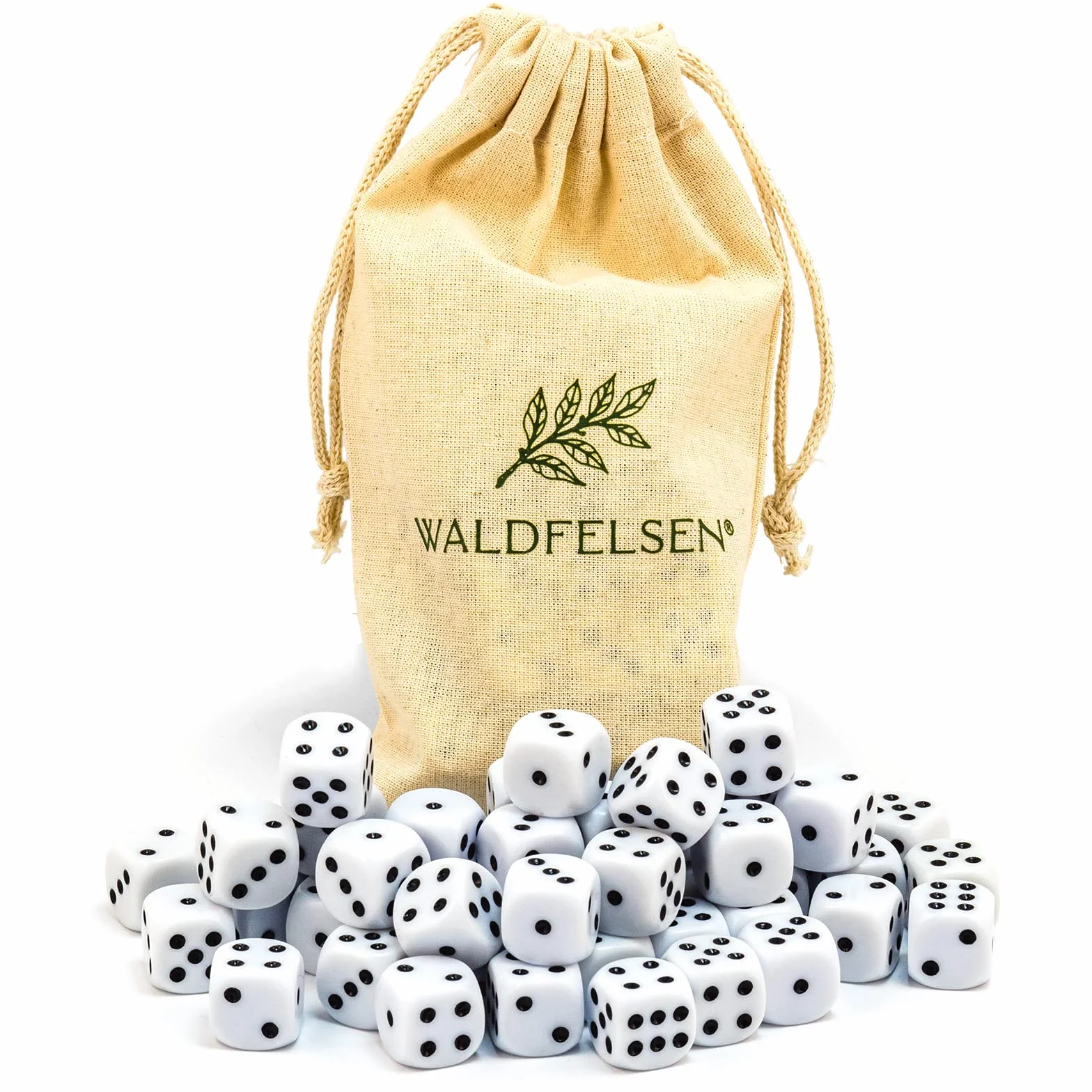 6, 12, 20, 30 o 50 dados de alta calidad, tamaño estándar, 16 mm, dados acrílicos de 16 mm, dados de juego de 6 caras, juego de accesorios de juego con bolsa de tela (blanco, 50 unidades)